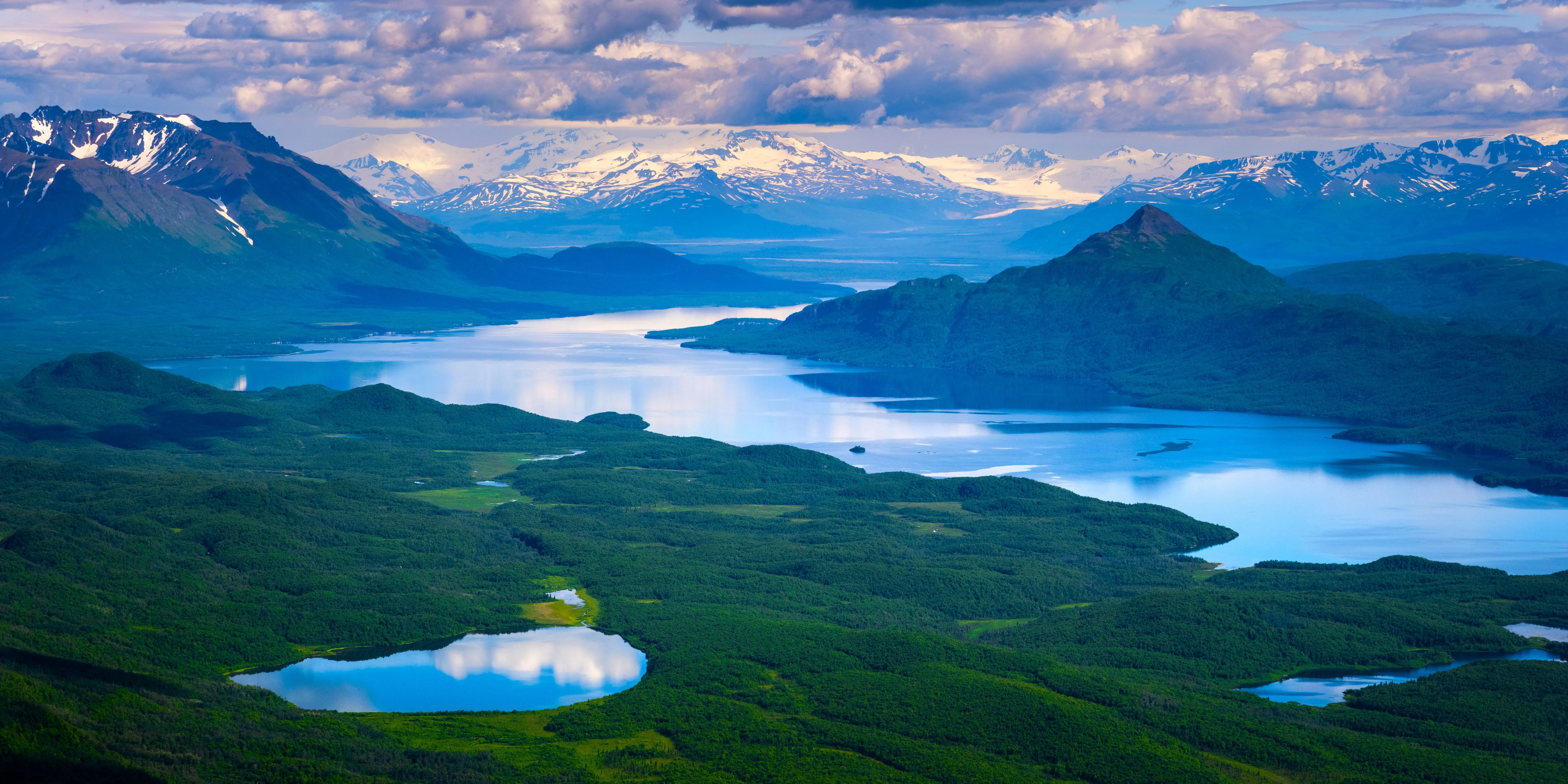 自然 树木 森林 雪 云 天空 河流 湖泊 远景 冰川 山水 4K壁纸