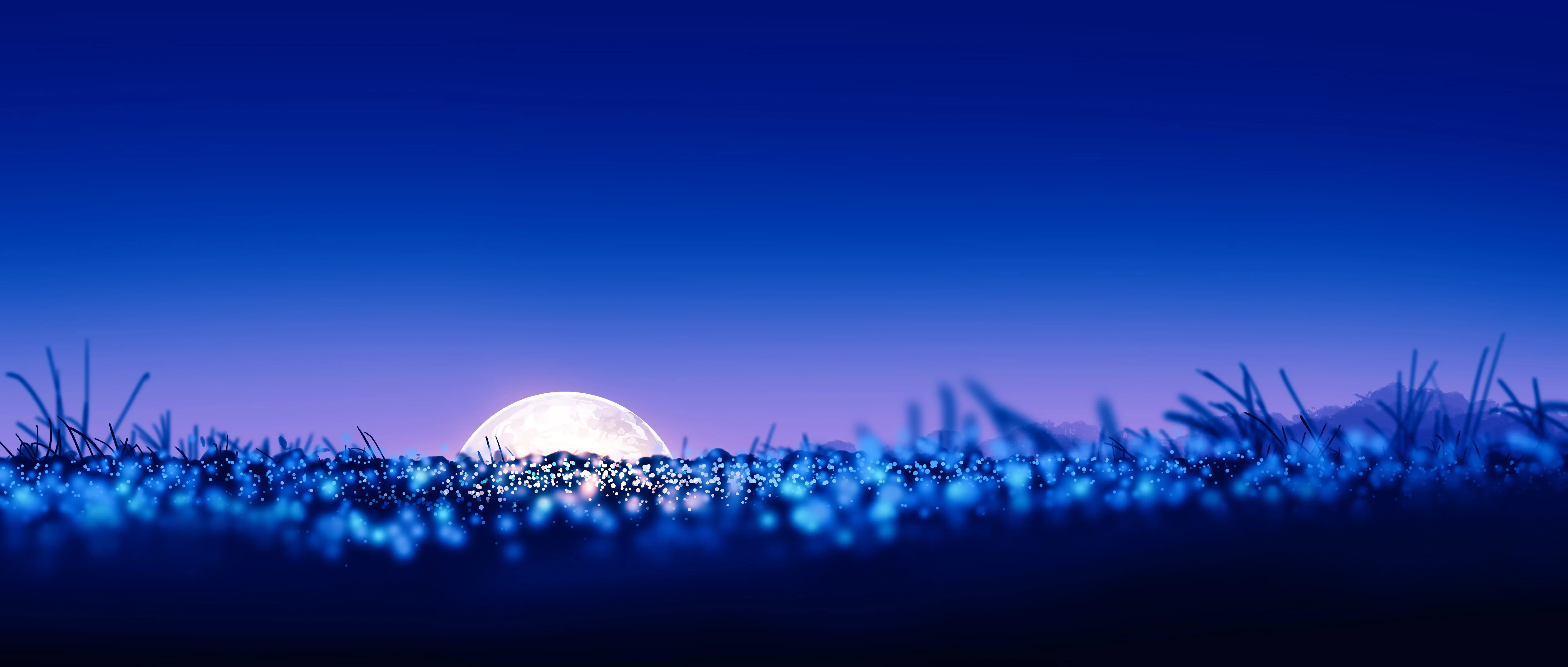 AI艺术 插图 风景 夜间 夜景 紫色 月亮  电脑壁纸 4K壁纸
