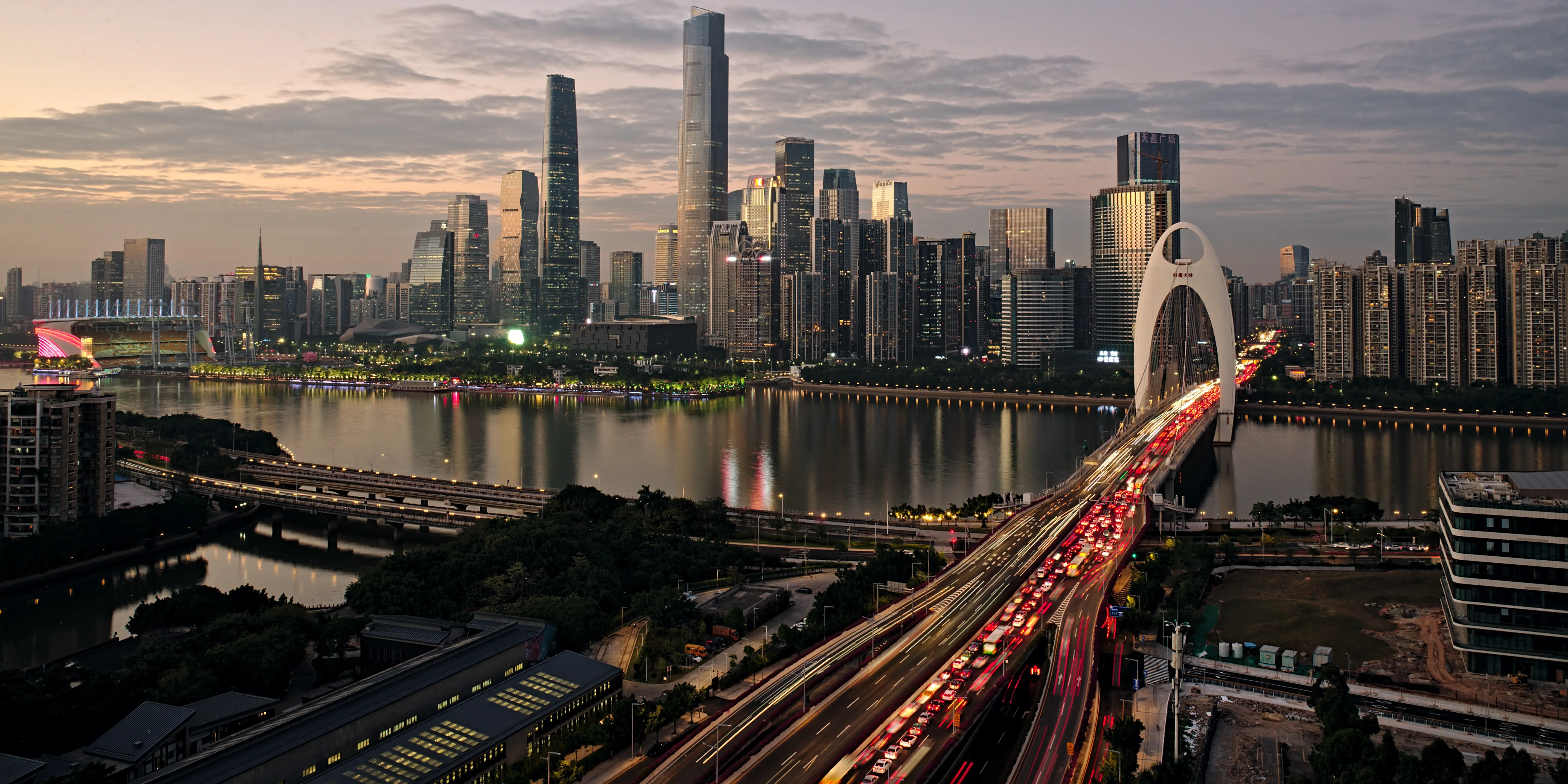 中国 城市 风貌 滨水 建筑 夜景 电脑壁纸 4K壁纸