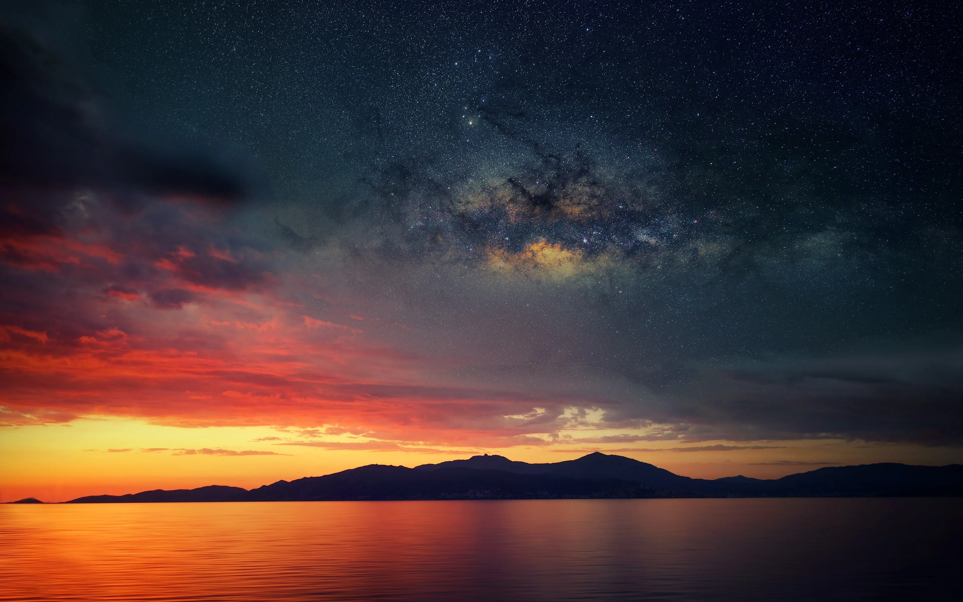 景观 沙 夜空 日落  4K壁纸