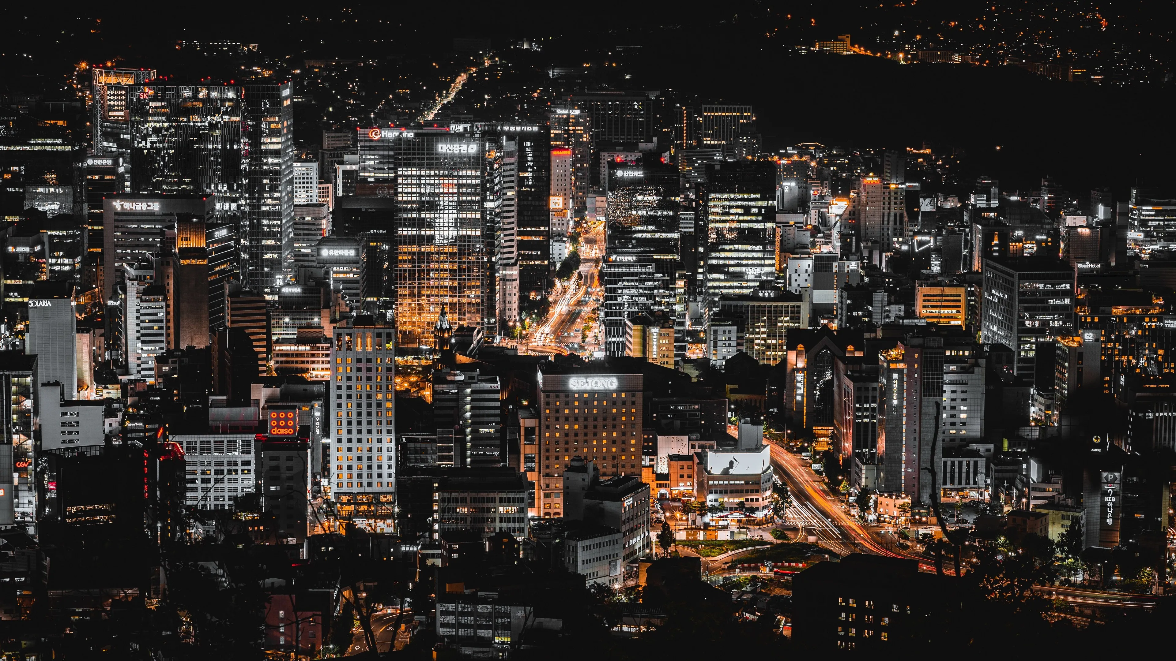 城市 城市景观 夜晚 灯光 4K壁纸