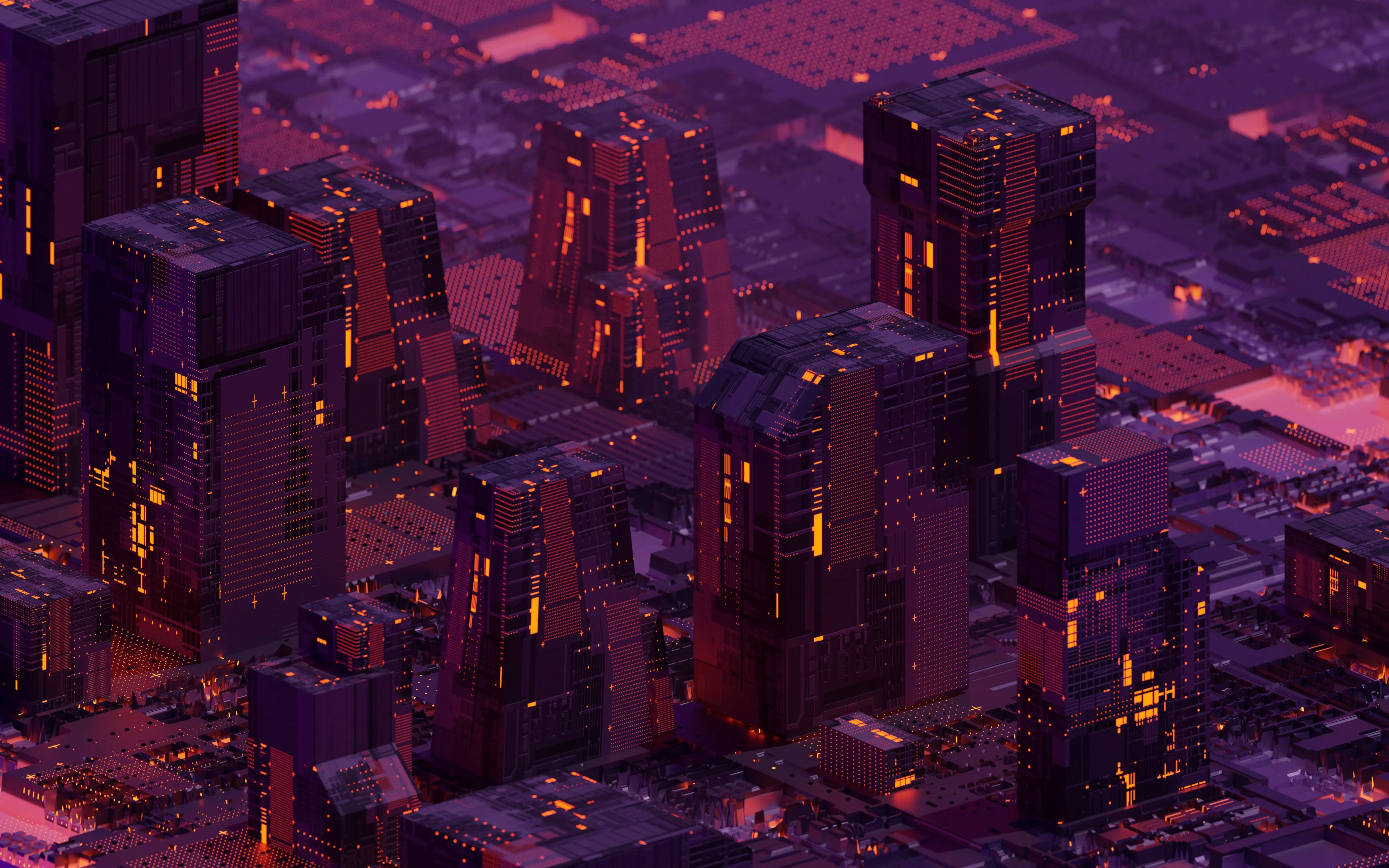 图片 AI艺术 城市 景深 抽象 紫色 4K壁纸