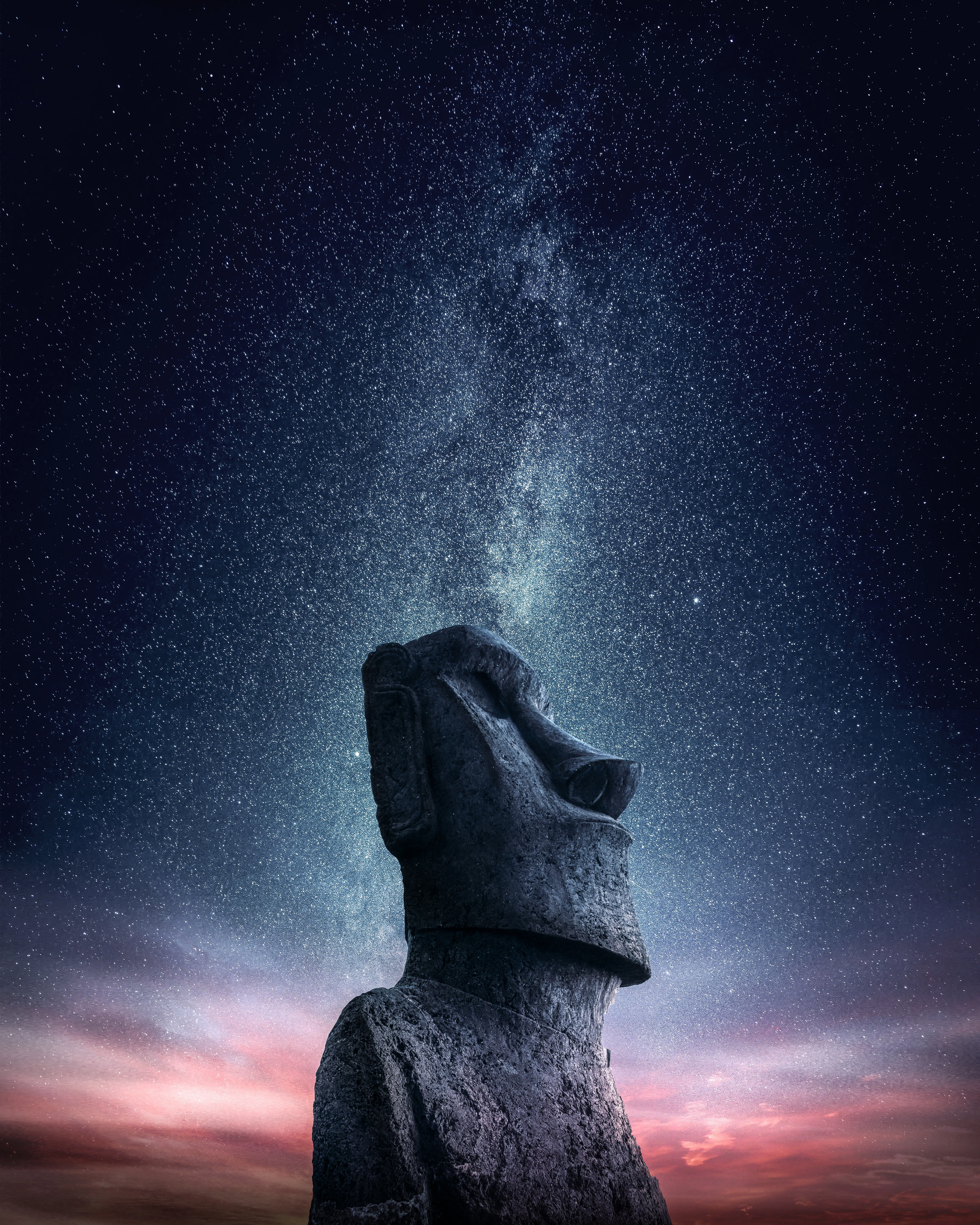 星夜 繁星 银河系 复活节 岛 世界遗产 天空 手机壁纸 4K壁纸