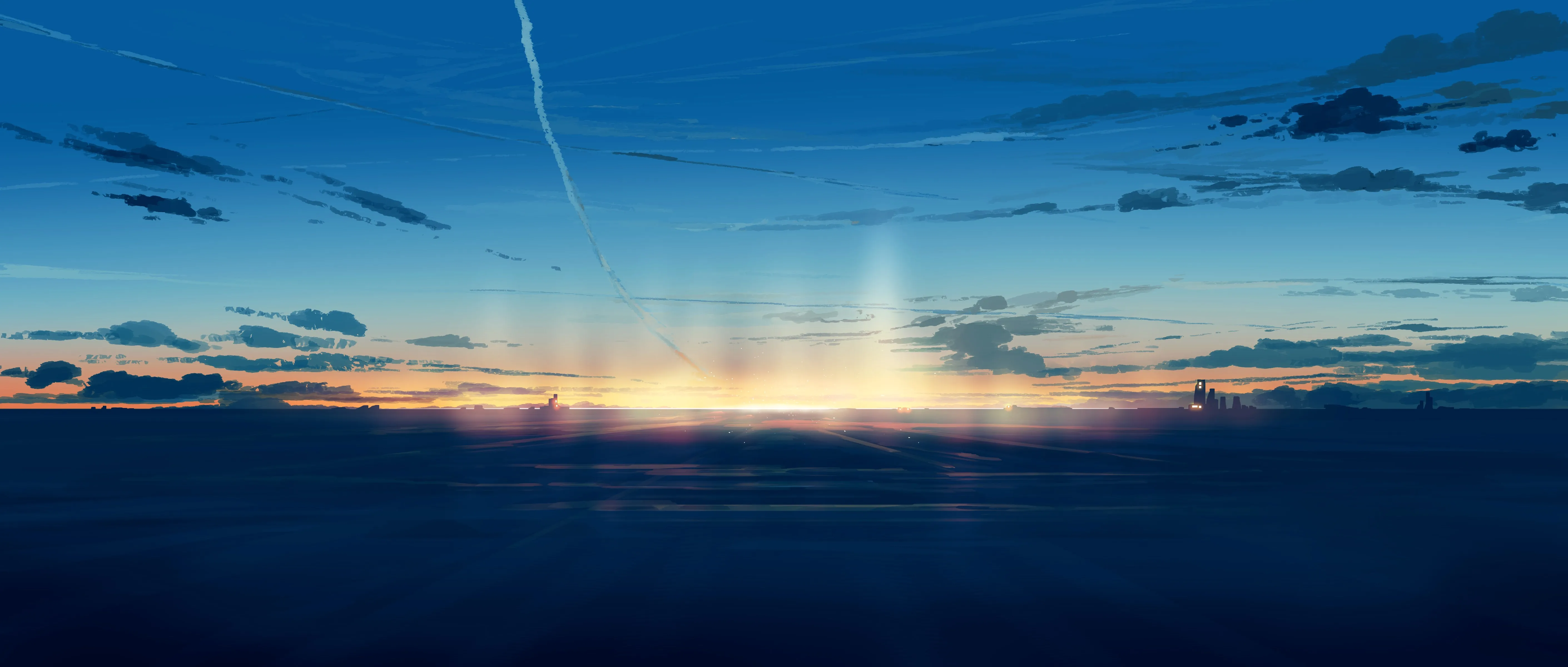 纤细 AI艺术 插图 概念艺术 环境 景观 抽象 绘画 天空 云彩 日出 领域 宽屏幕 4K壁纸