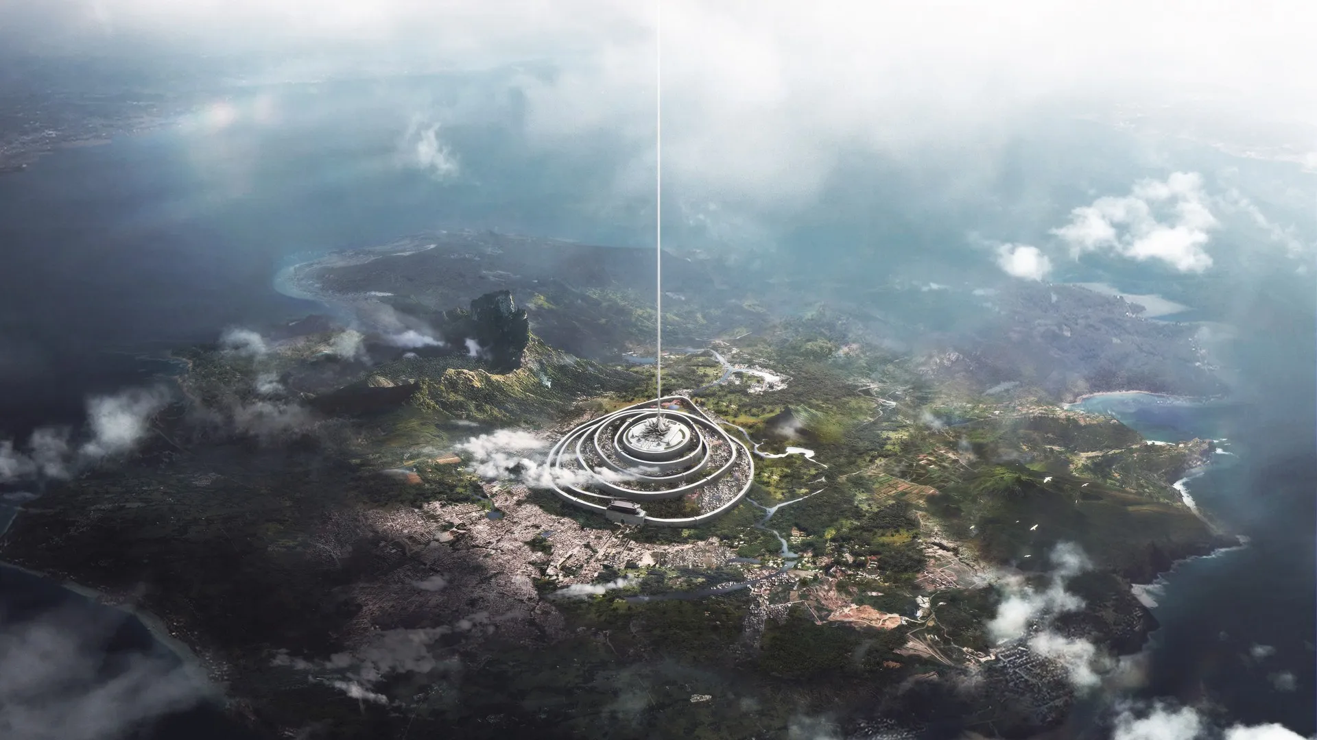 海 岛 云 景观 水 山 阳光 4K壁纸