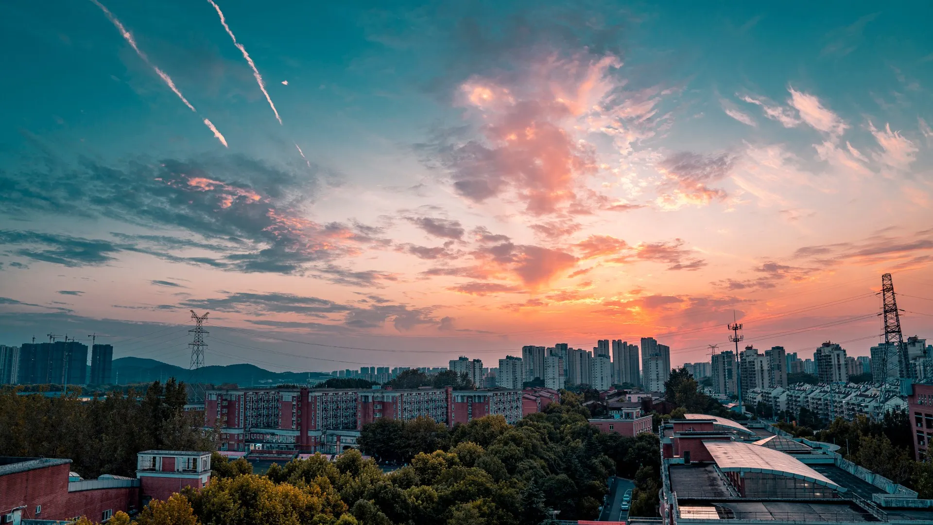 城市 日落 黄昏 云 建筑