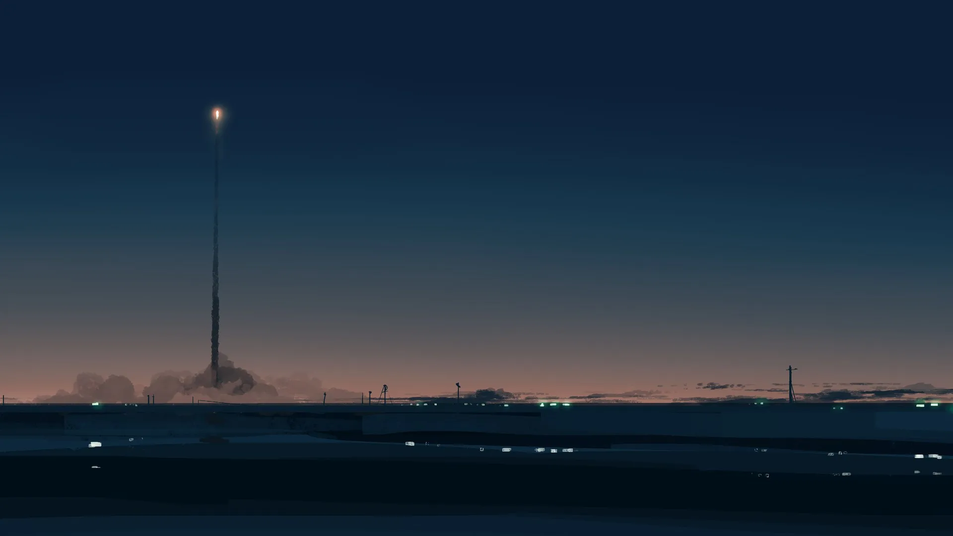 日落 天空 烟雾 蓝色 导弹 超宽 夕阳辉光 电脑壁纸 4K壁纸