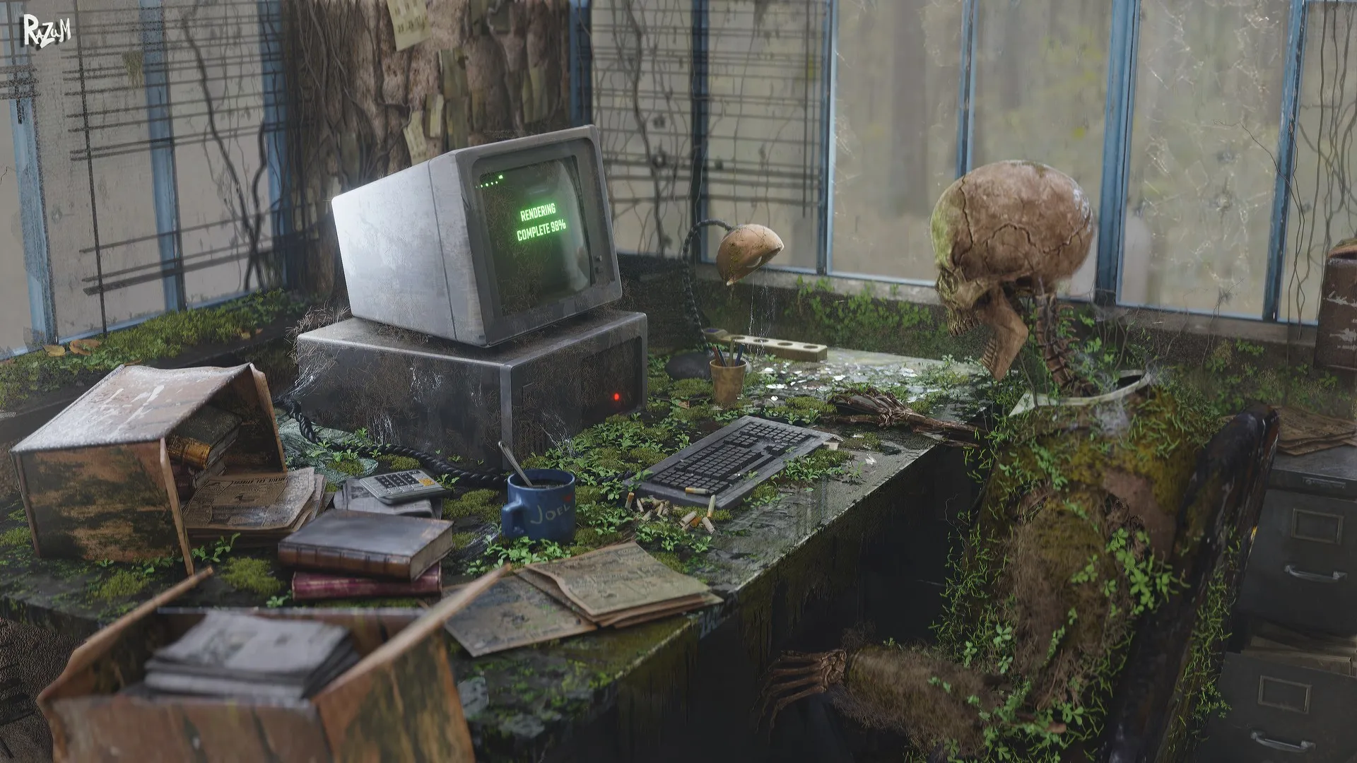 骨骼 计算机 杂草 复古 电脑壁纸 4K壁纸