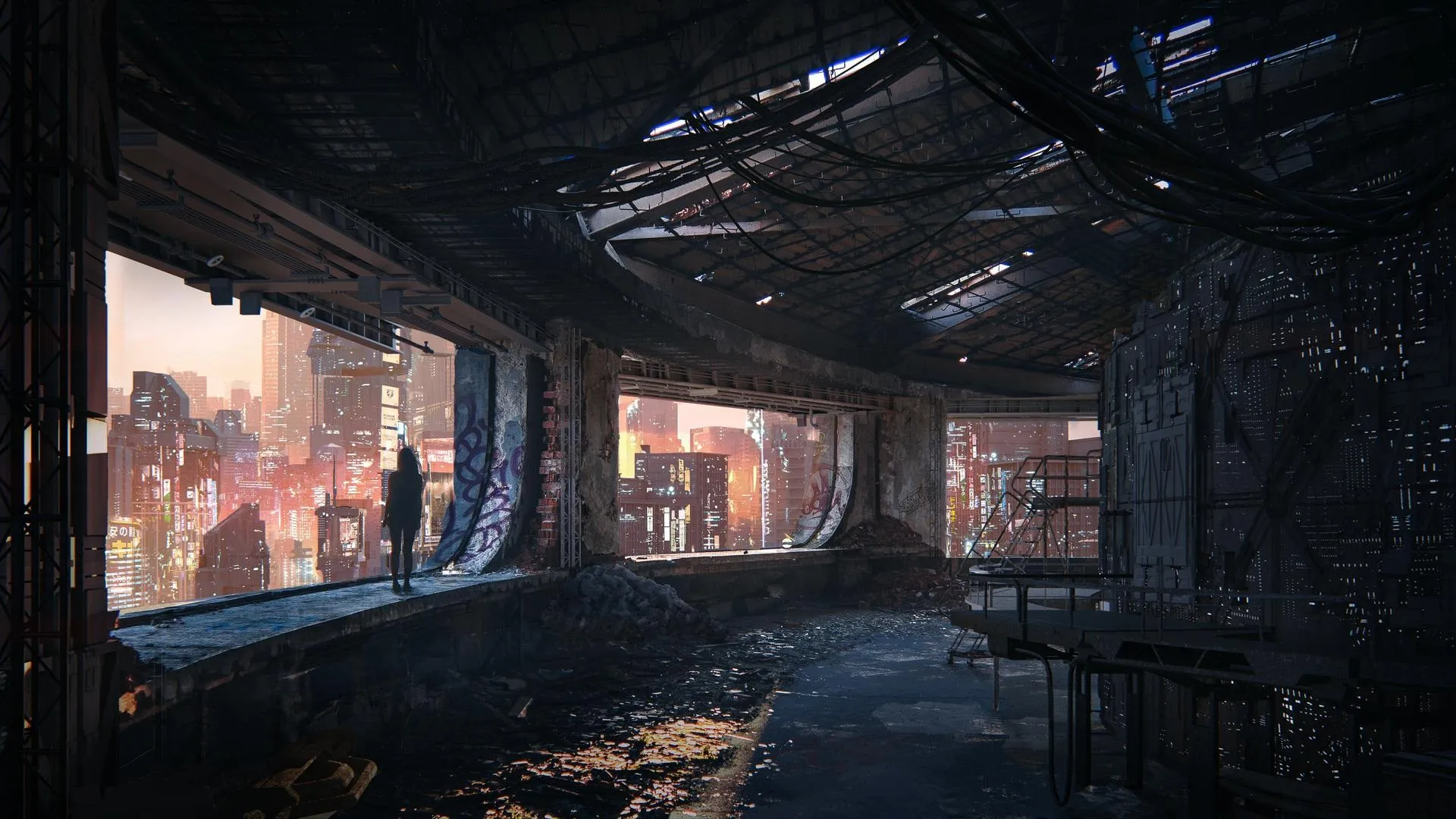 未来主义城市 城市 赛博朋克 建筑 摩天大楼 室内 房间 艺术状态 电脑壁纸 4K壁纸