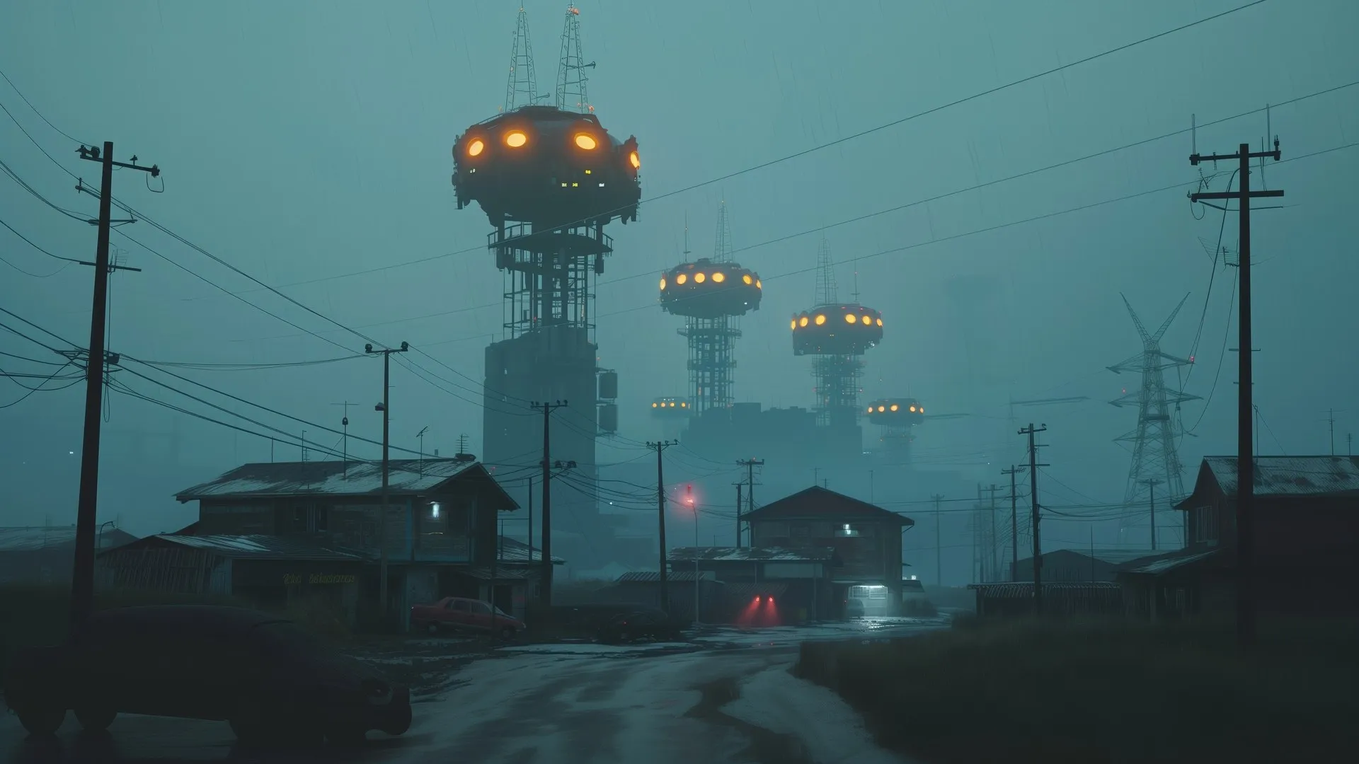 人工智能艺术 插图 科幻小说 塔 薄雾 黄昏 电脑壁纸 4K壁纸