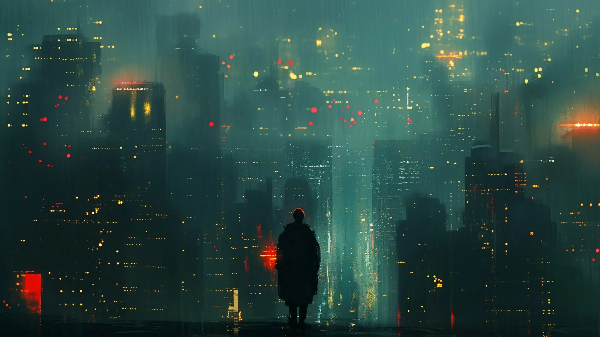 人工智能艺术 插图 城市 赛博朋克 剪影 电脑壁纸 4K壁纸