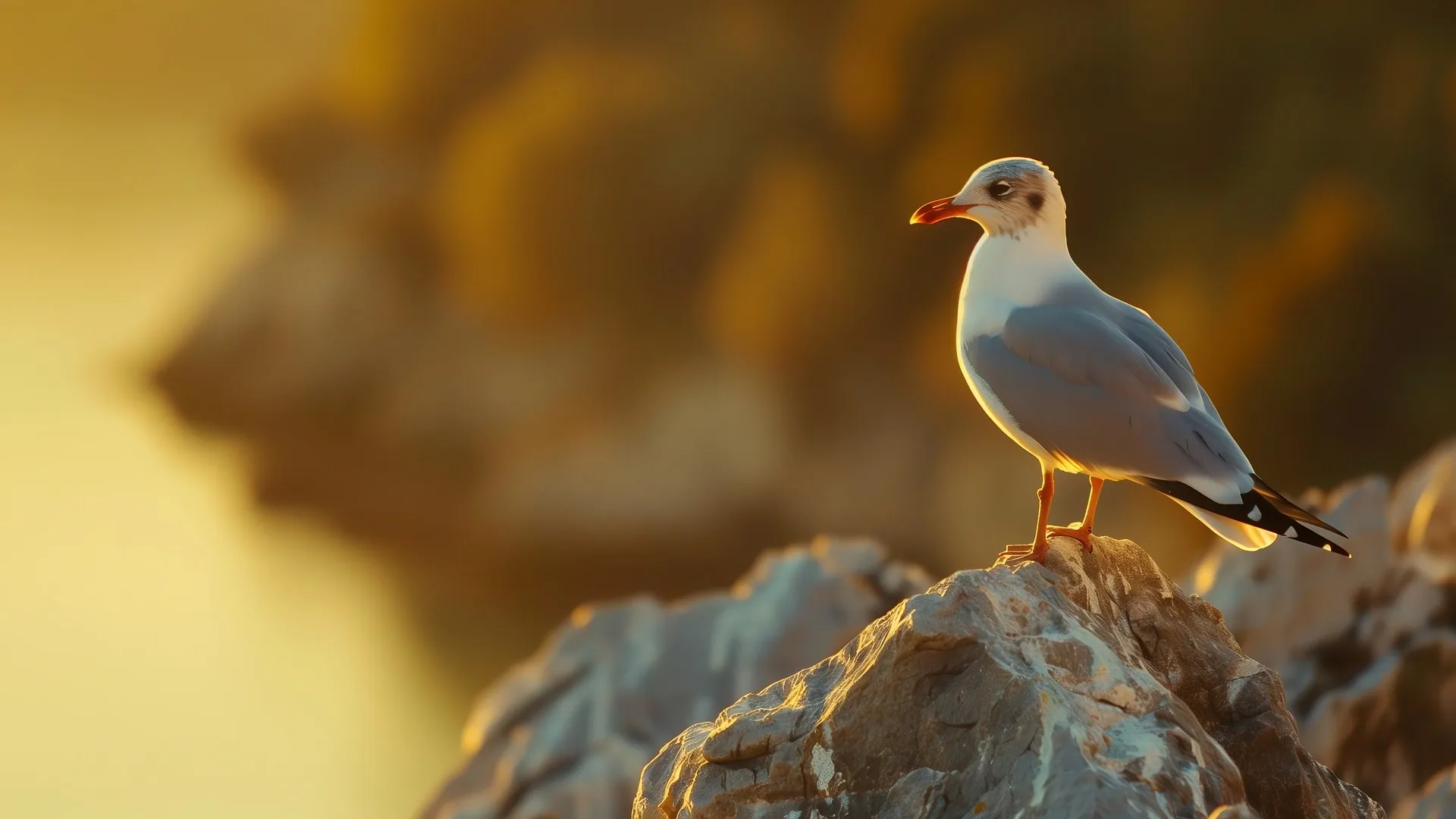 海鸥 黄色 黄金小时 电脑壁纸 4K壁纸