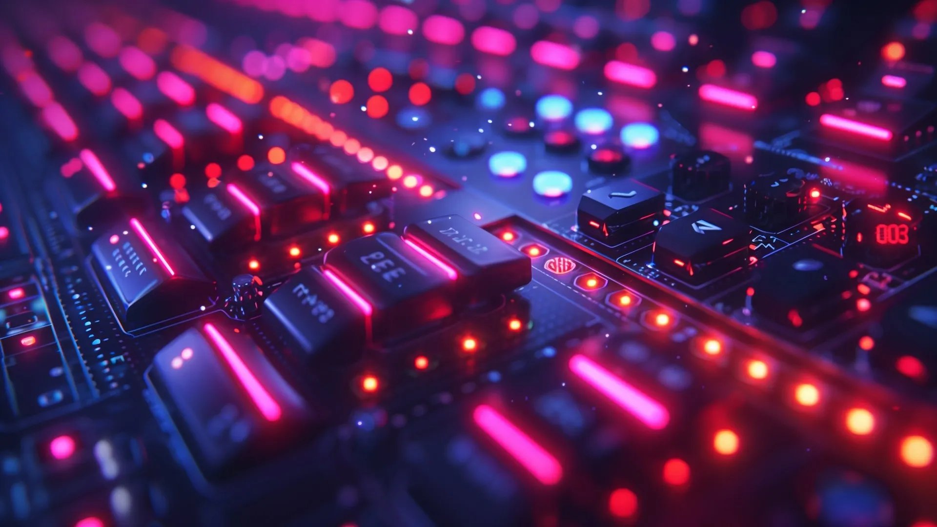 电路板 控制 面板 粉红色 蓝色 彩色 电脑贴纸 4K贴纸