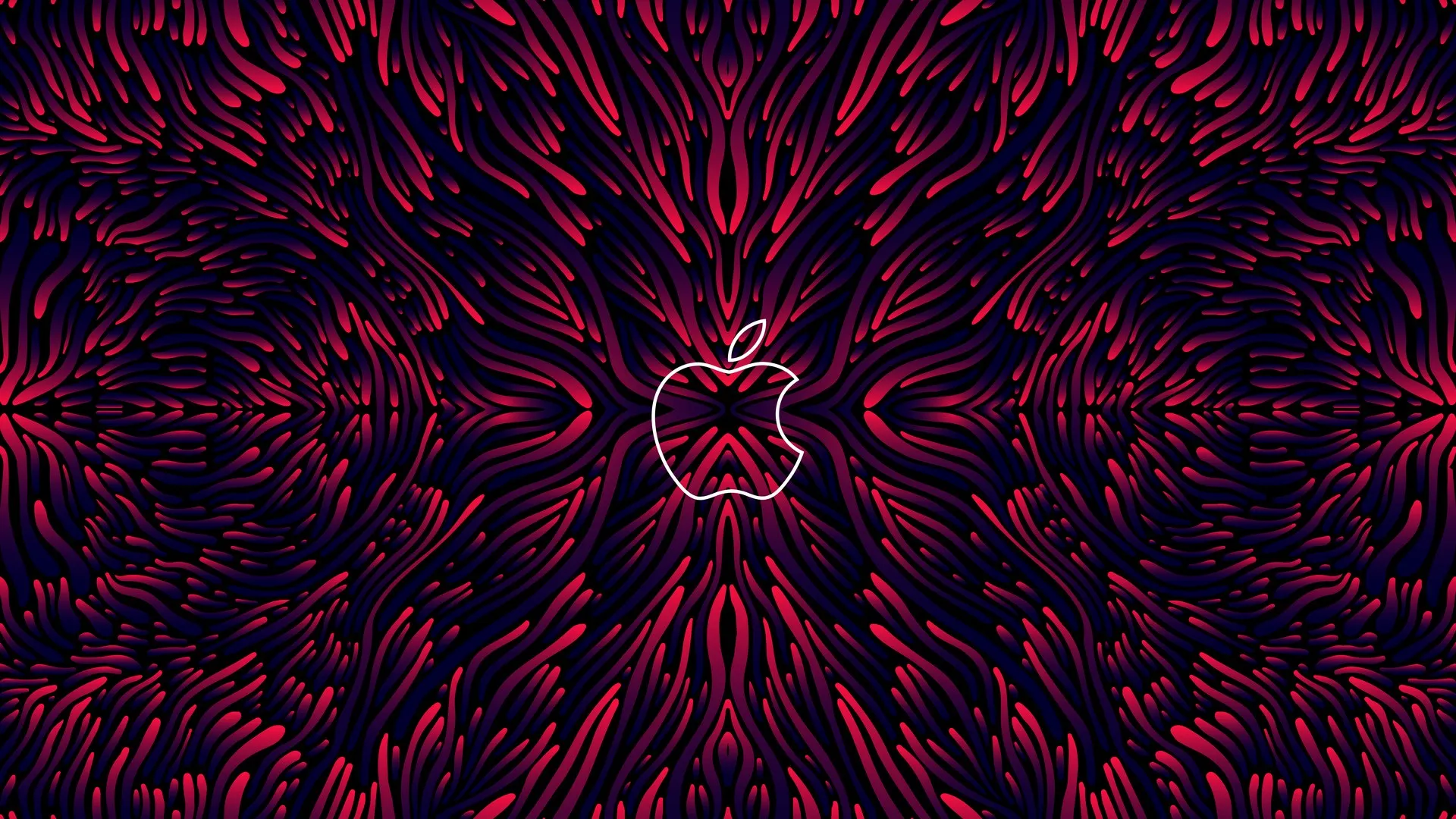 苹果公司 抽象 AI艺术 版 对称 红色 徽标 电脑壁纸 8K壁纸