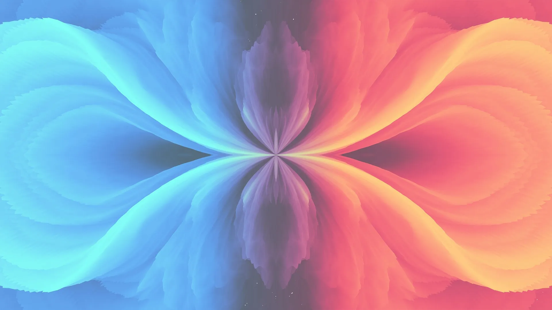 分形 AI艺术 对比度 蓝色 红色 镜像 抽象 青色 对称 电脑壁纸 4K壁纸