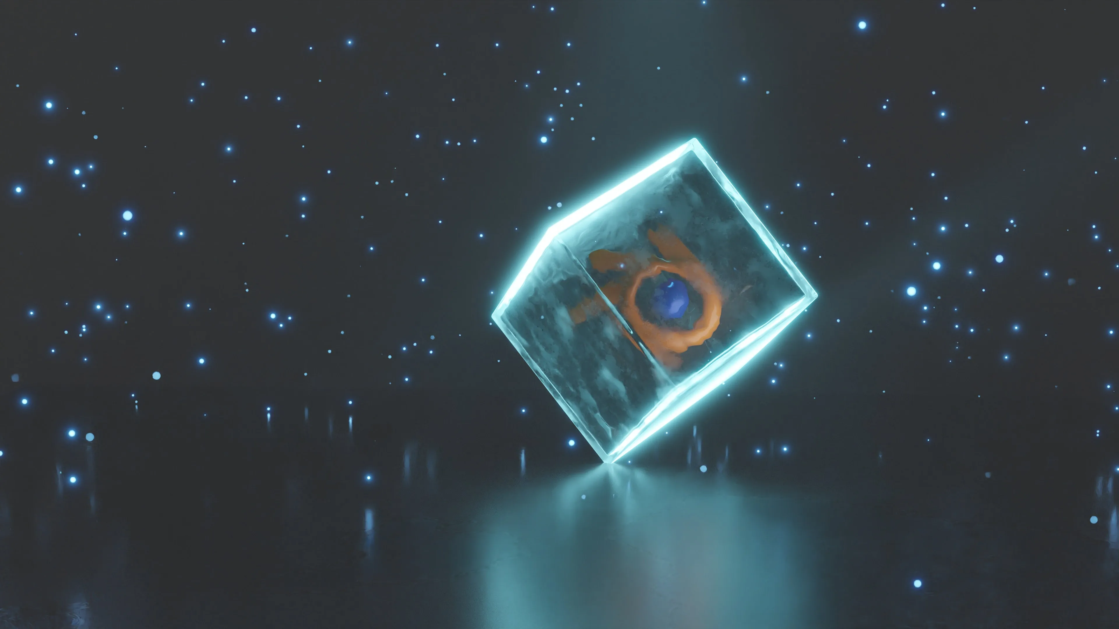 立方体 星形 青色 4K壁纸