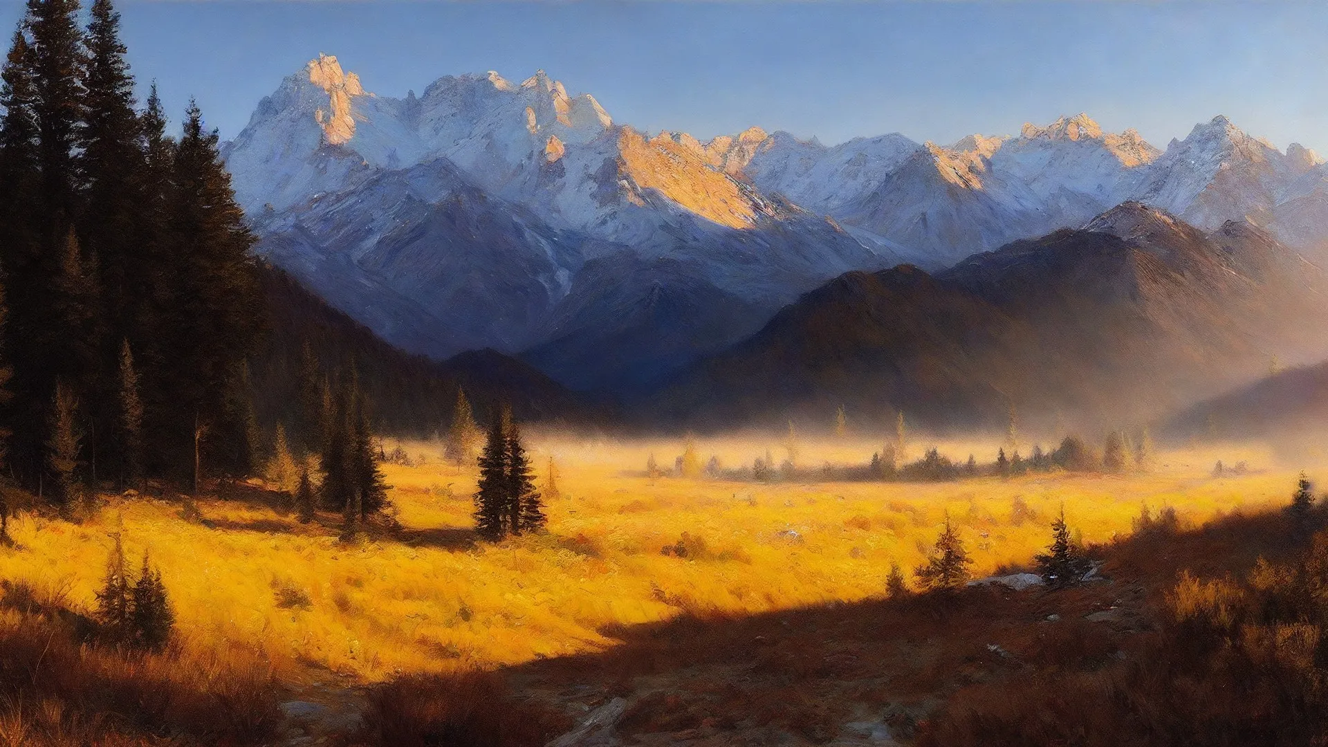 艺术 风景 黄金时间 山 油画风格