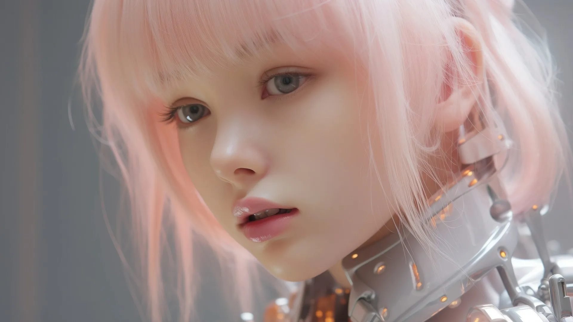 女人 粉色头发 脸 AI艺术 特写 艺术 电脑壁纸 4K壁纸