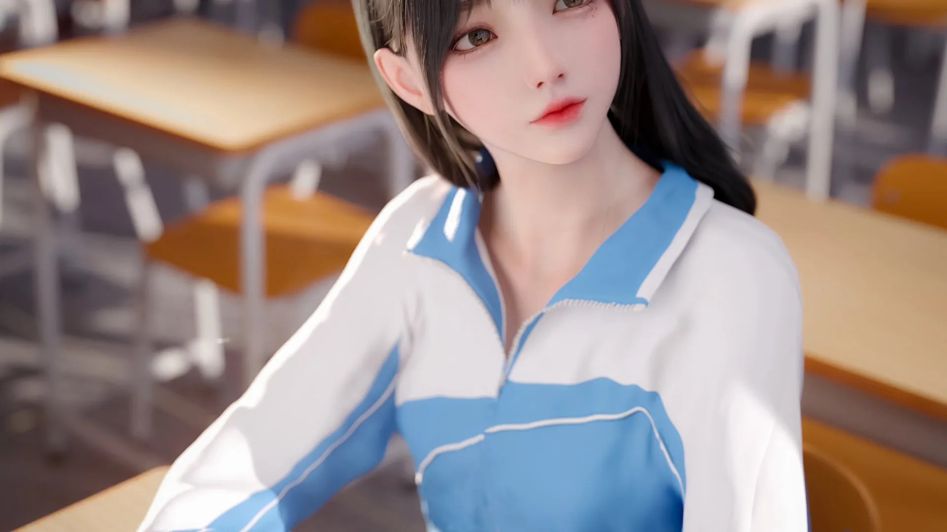 亚洲 幸运 AI艺术 黑发 教室 4K壁纸