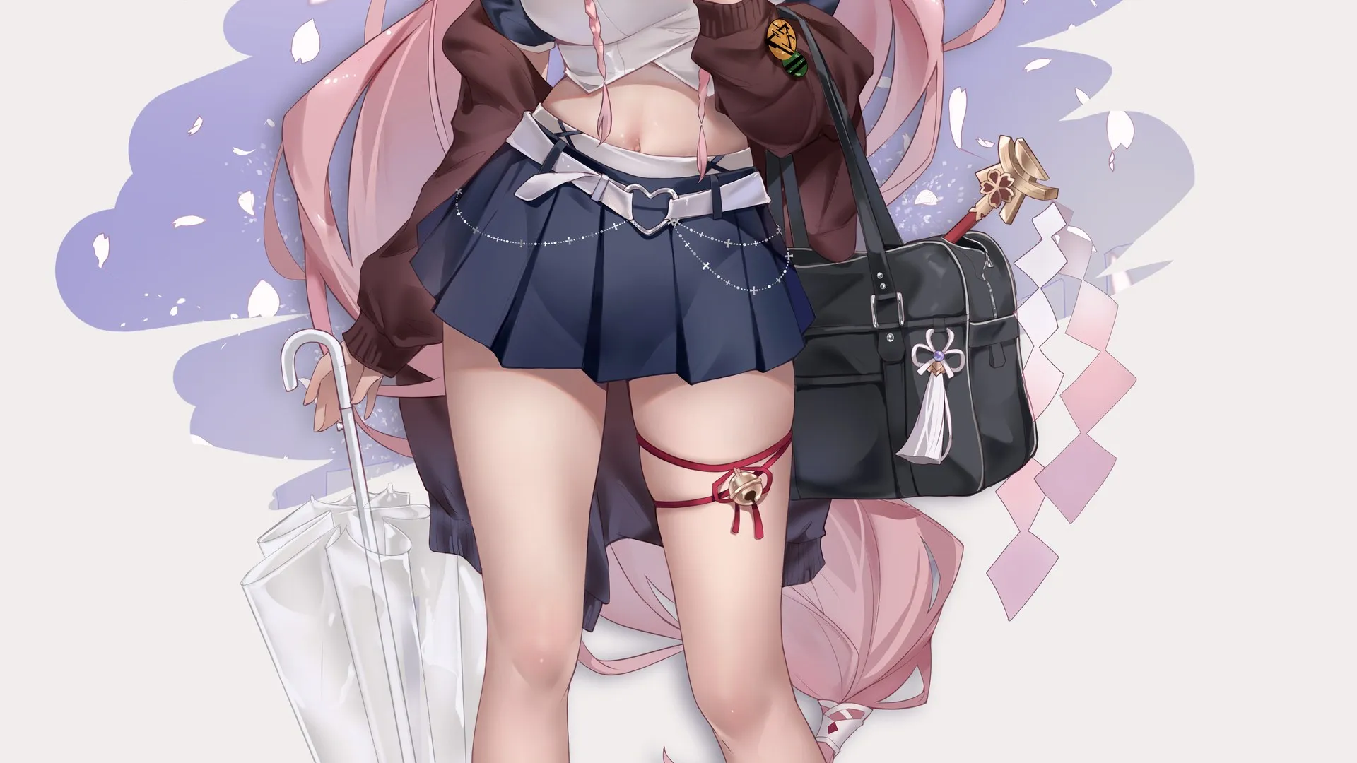 原神 粉色头发 动漫 动漫女孩 原神 紫色眼睛 雨伞 手机壁纸 4K壁纸