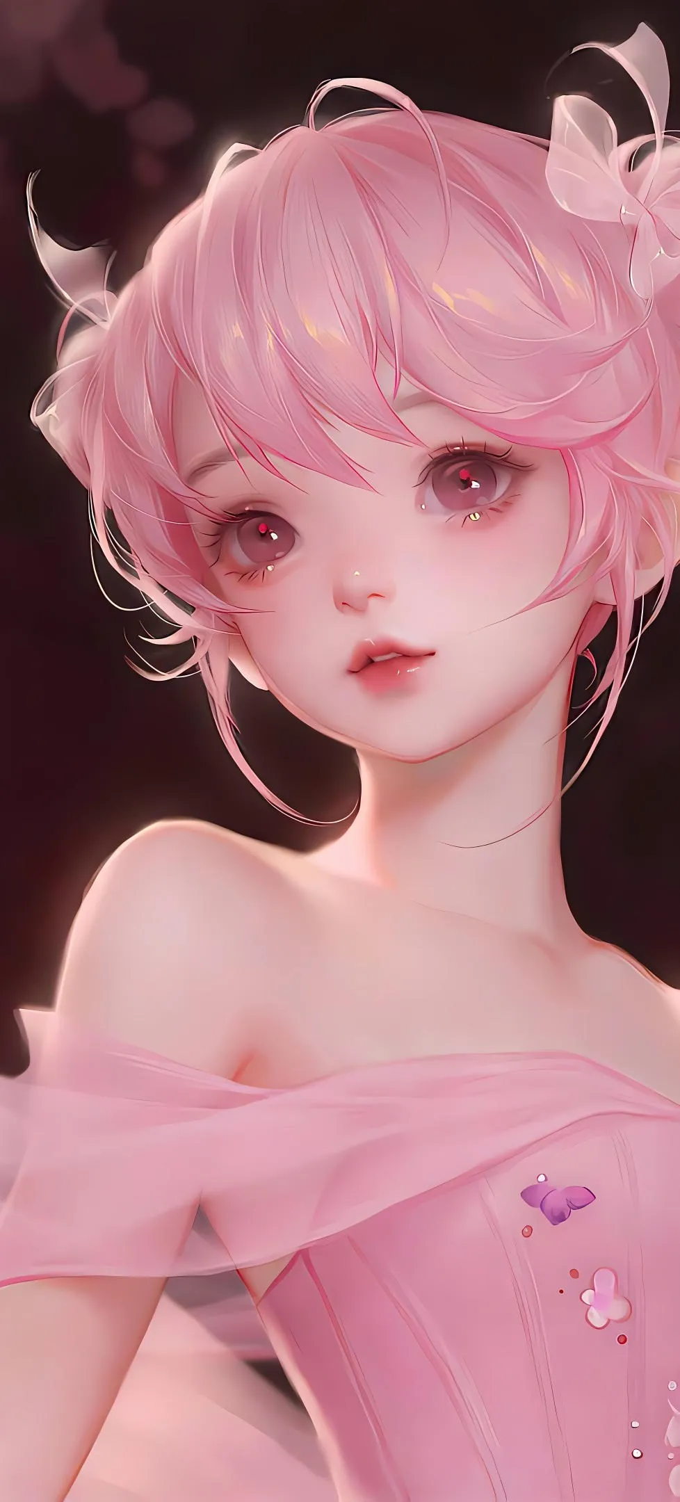 粉色头发 动漫 动漫女孩 紫色眼睛 萝莉 手机壁纸 4K壁纸