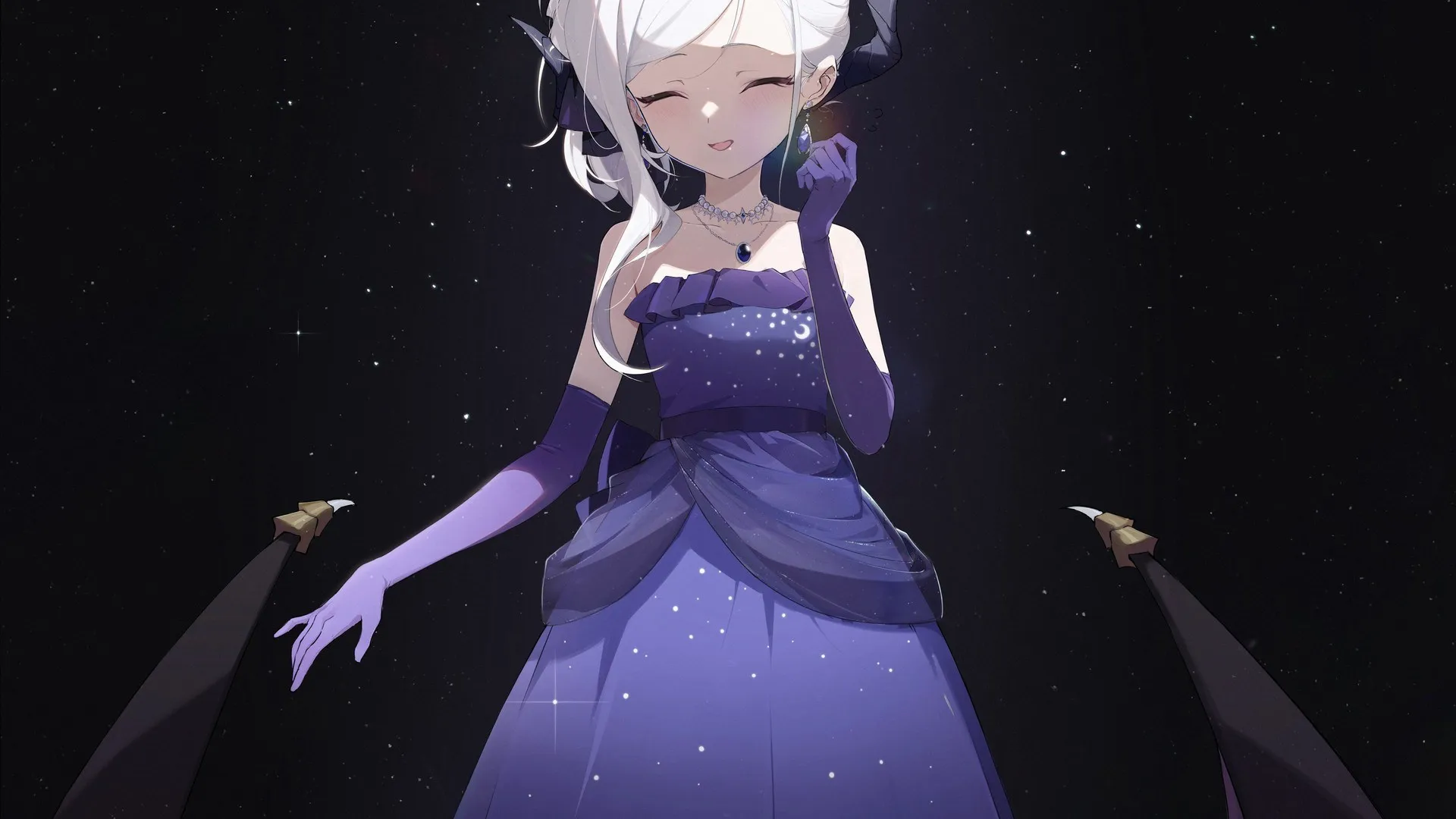 带翅膀的动漫女孩 蓝色档案 连衣裙 动漫女孩 肖像展示 深色背景 手机壁纸 4K壁纸