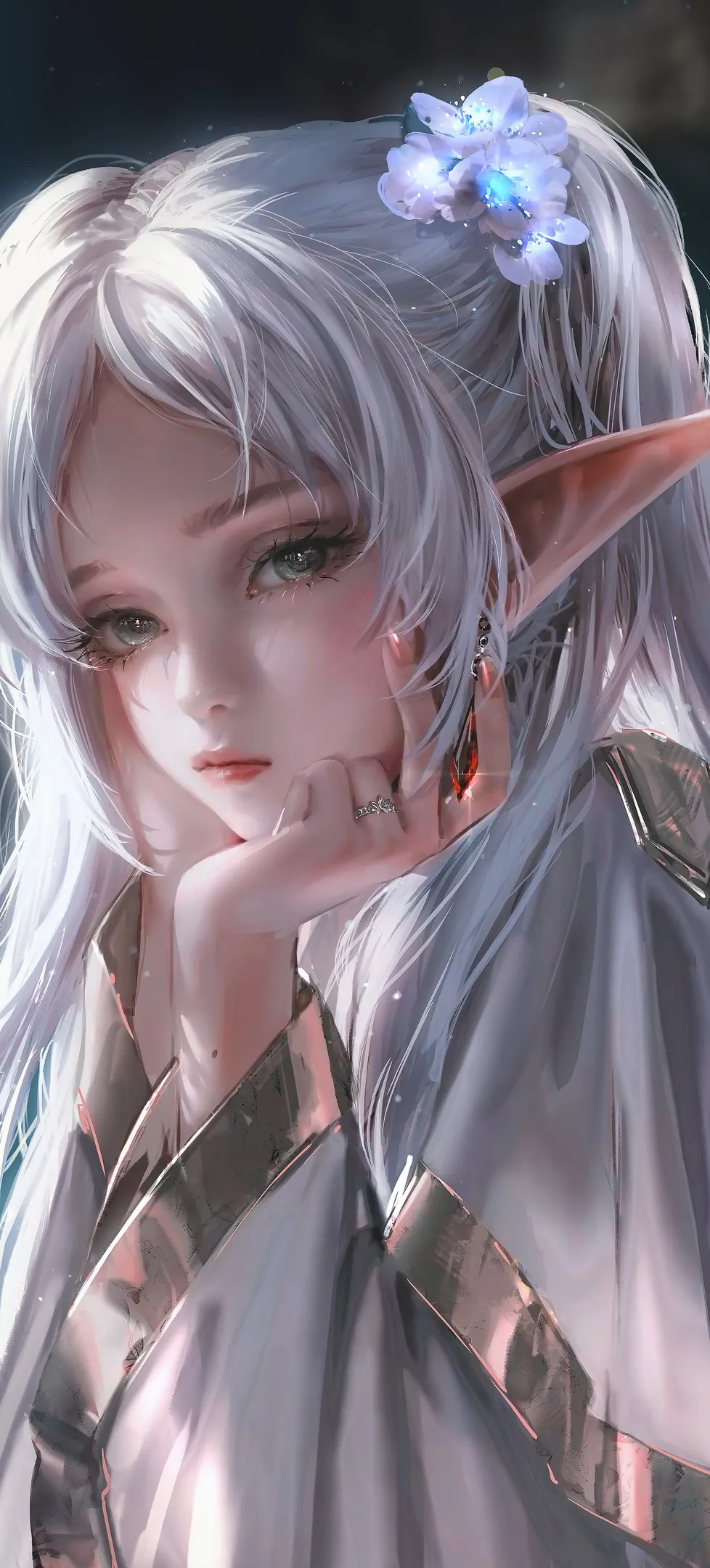 动漫 动漫女孩 衣服 尖耳朵 耳环 戒指 手机壁纸 4K壁纸