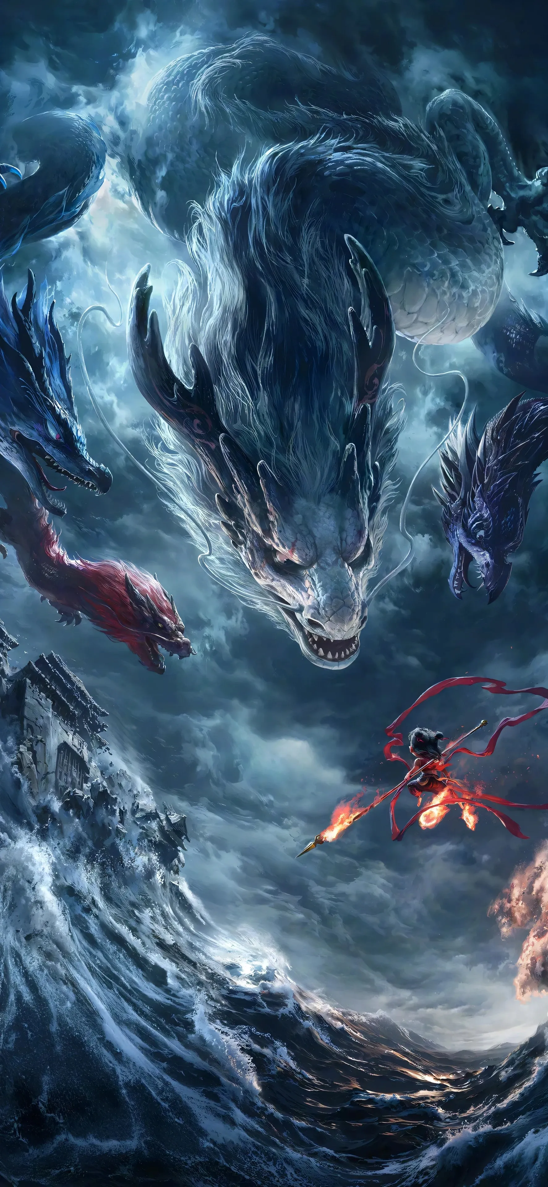 龙王 哪吒 4K 壁纸 魔童闹海 海龙 巨龙 东方龙 手机壁纸