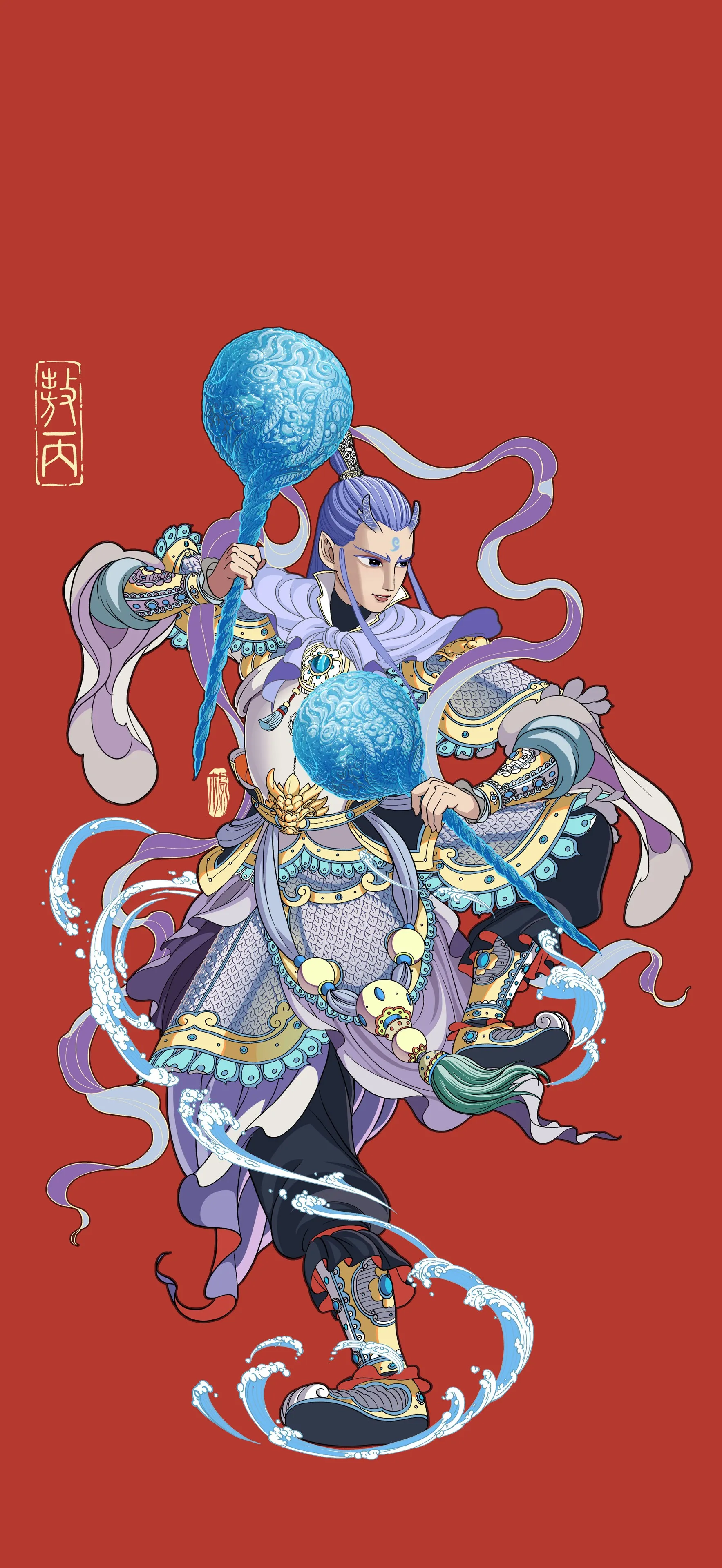 敖丙 哪吒 魔童闹海 高清 插画 4k 手机 壁纸 竖屏 手机壁纸