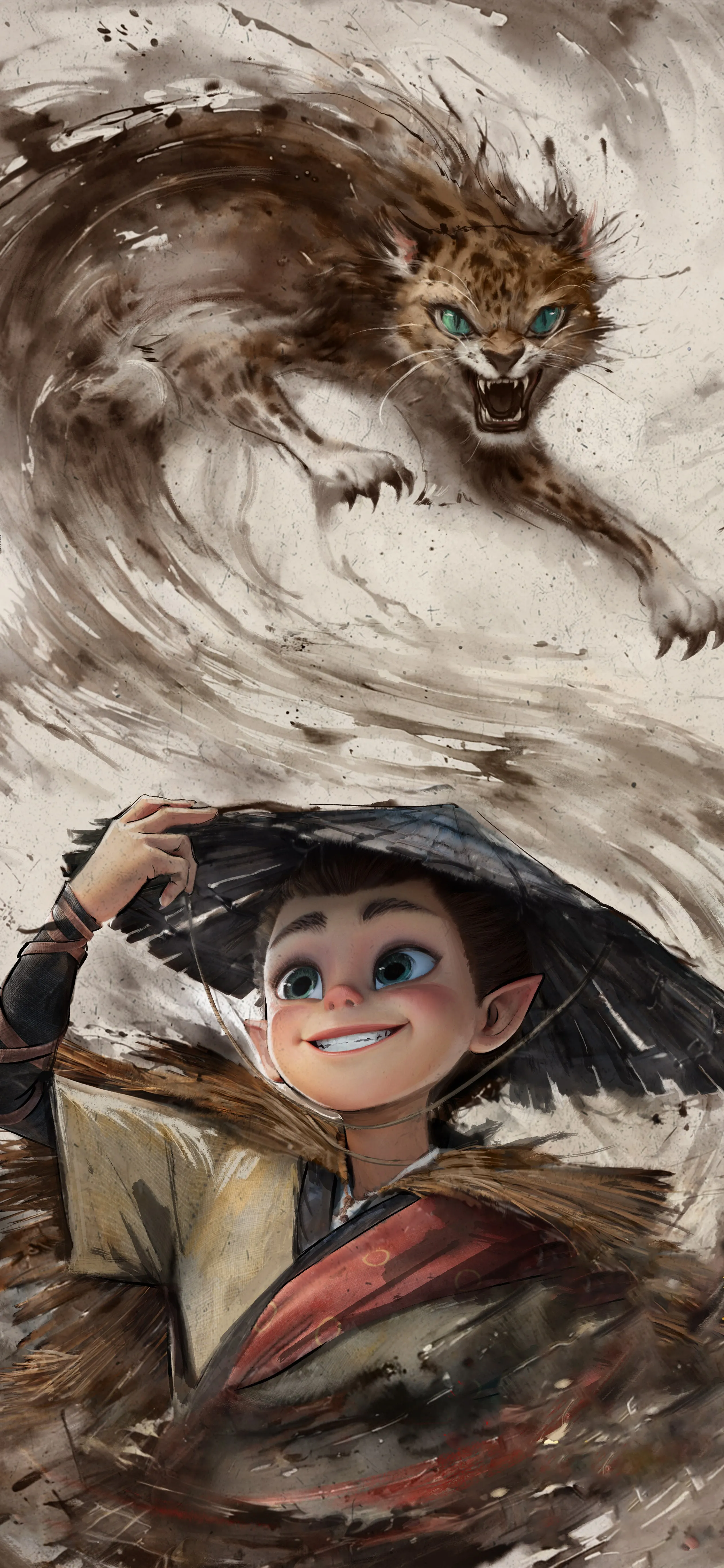 哪吒 魔童闹海 申小豹 水墨 5k 手机壁纸 手机壁纸 1080P壁纸