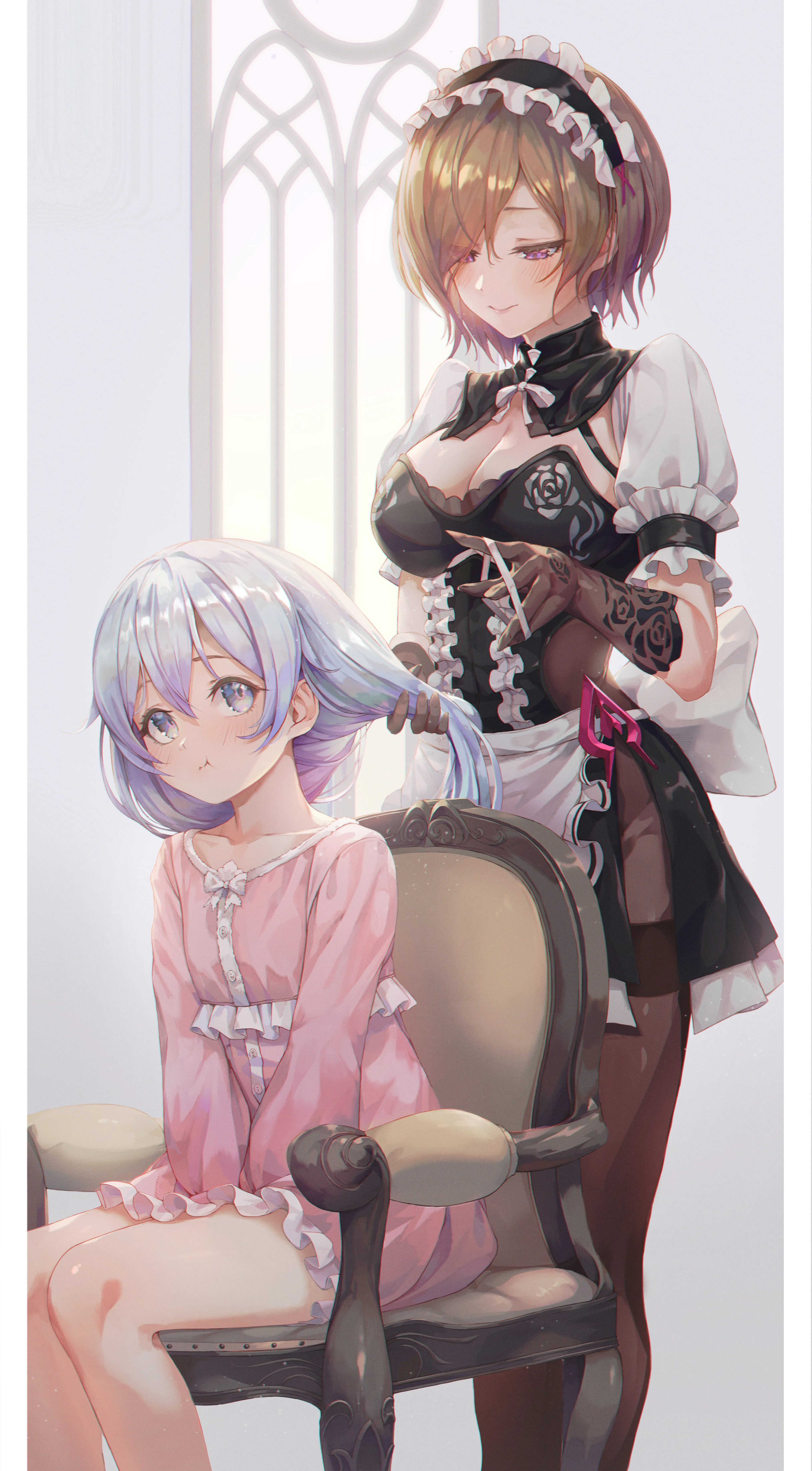 动漫 动漫女孩 AI艺术 短发 女仆 可爱 萝莉 手机壁纸 4K壁纸