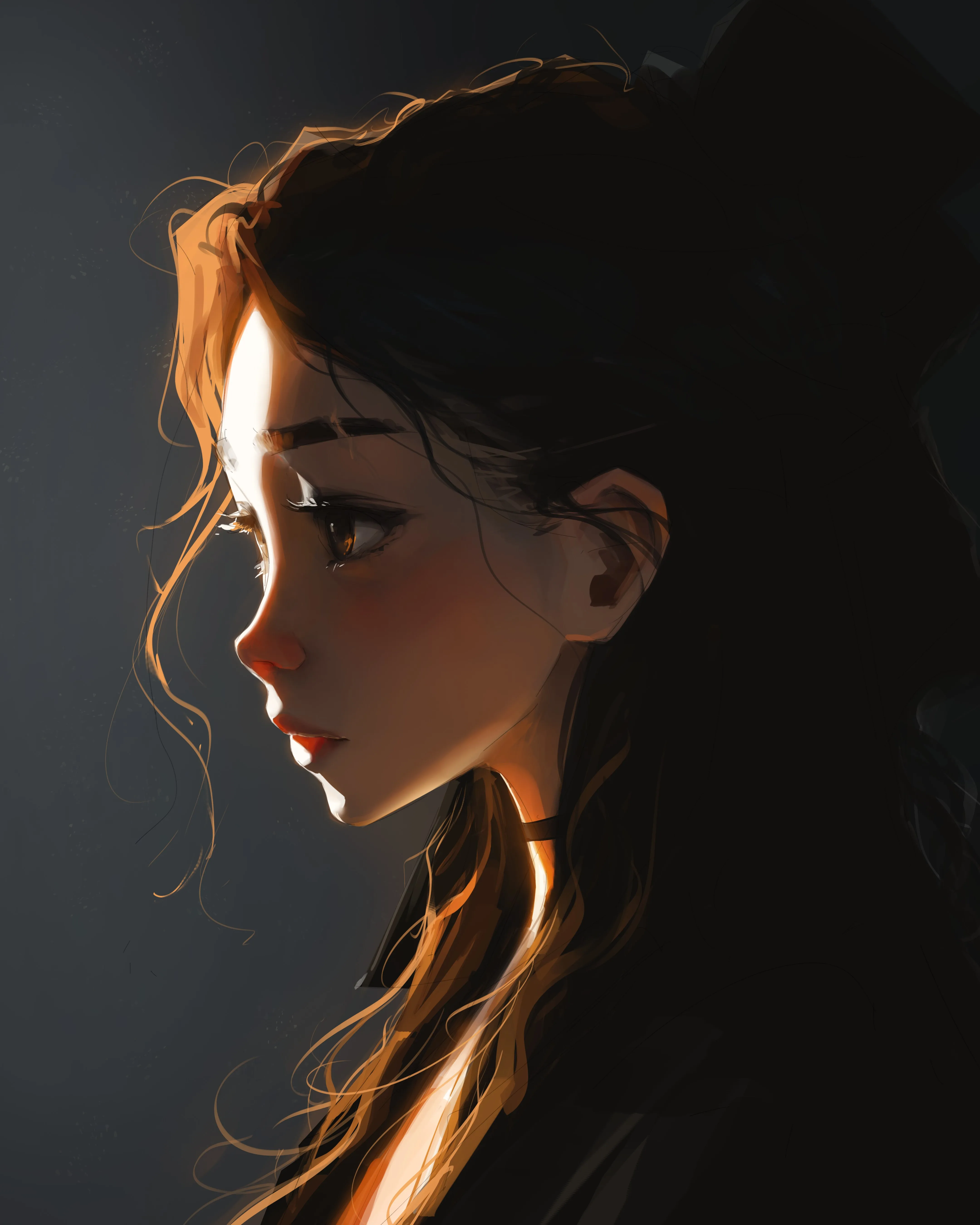 女性 深色头发 自然 光 简单背景 棕色眼睛 手机壁纸 4K壁纸