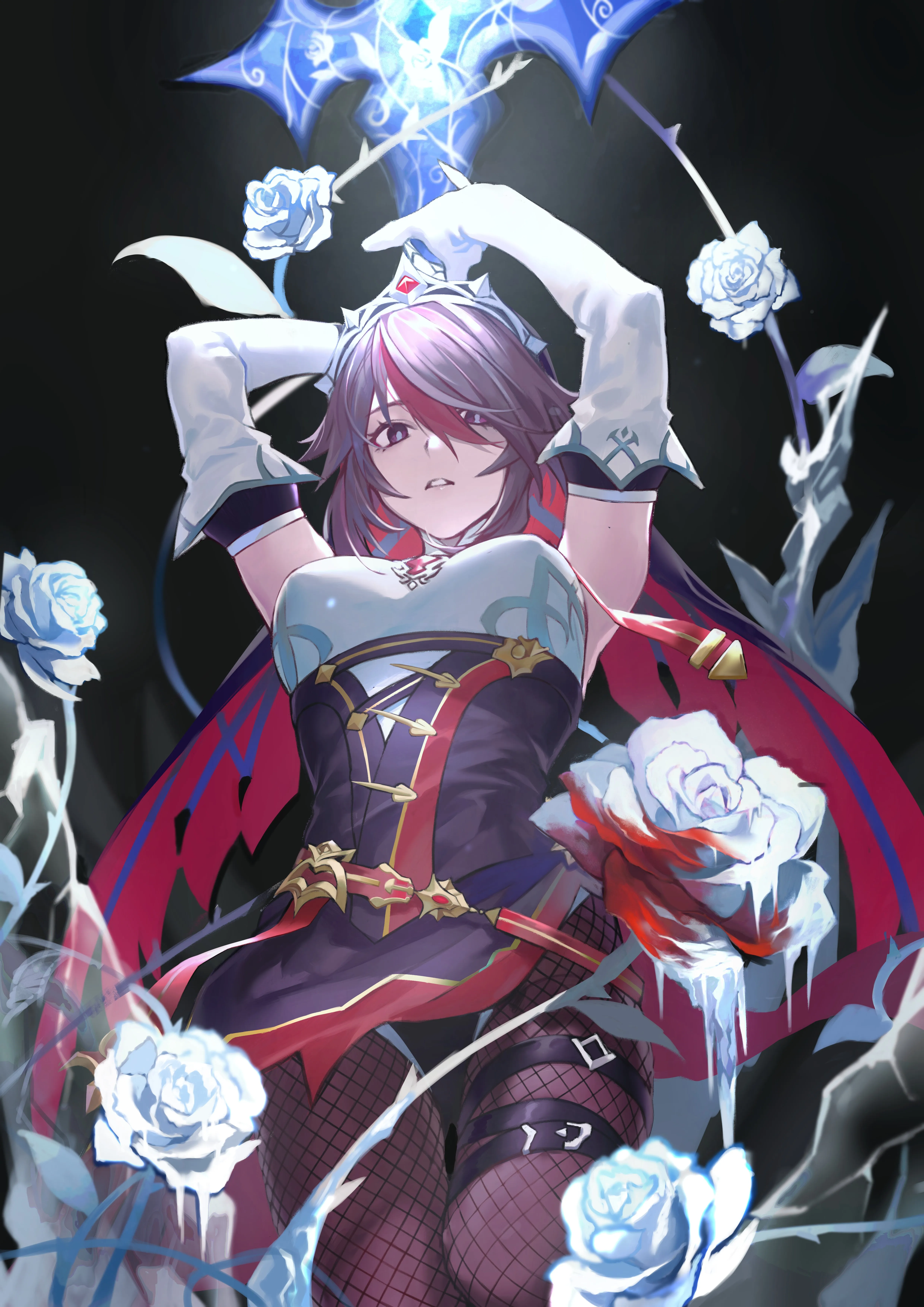 动漫 动漫女孩 原神 罗莎莉亚 原神 手套 鲜花 手机壁纸 4K壁纸