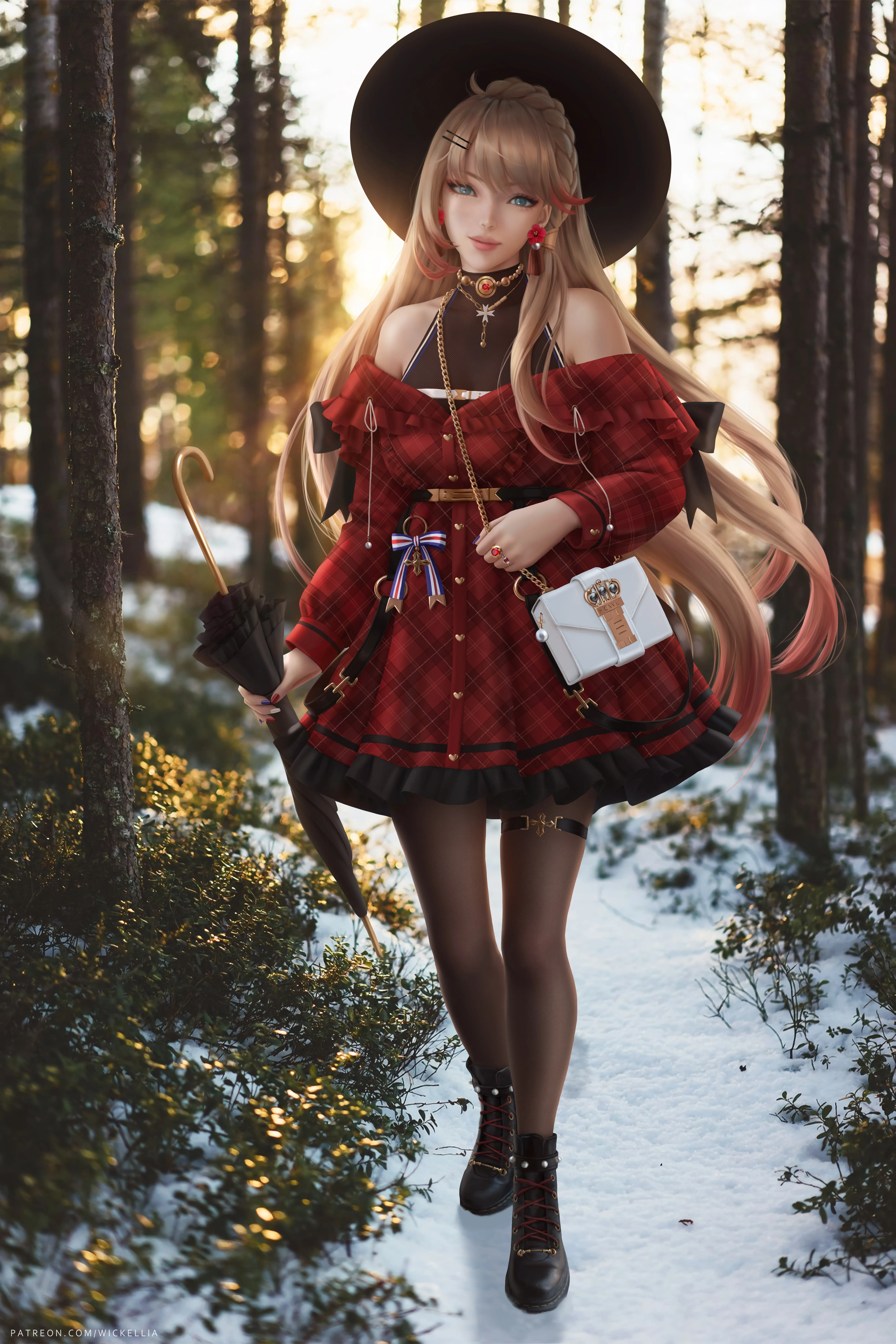 碧蓝航线 金发 刘海 辫子 长发 帽子 休闲 游戏CG 动漫 女孩 发夹 连衣裙 裤袜 大腿 手机壁纸 4K壁纸