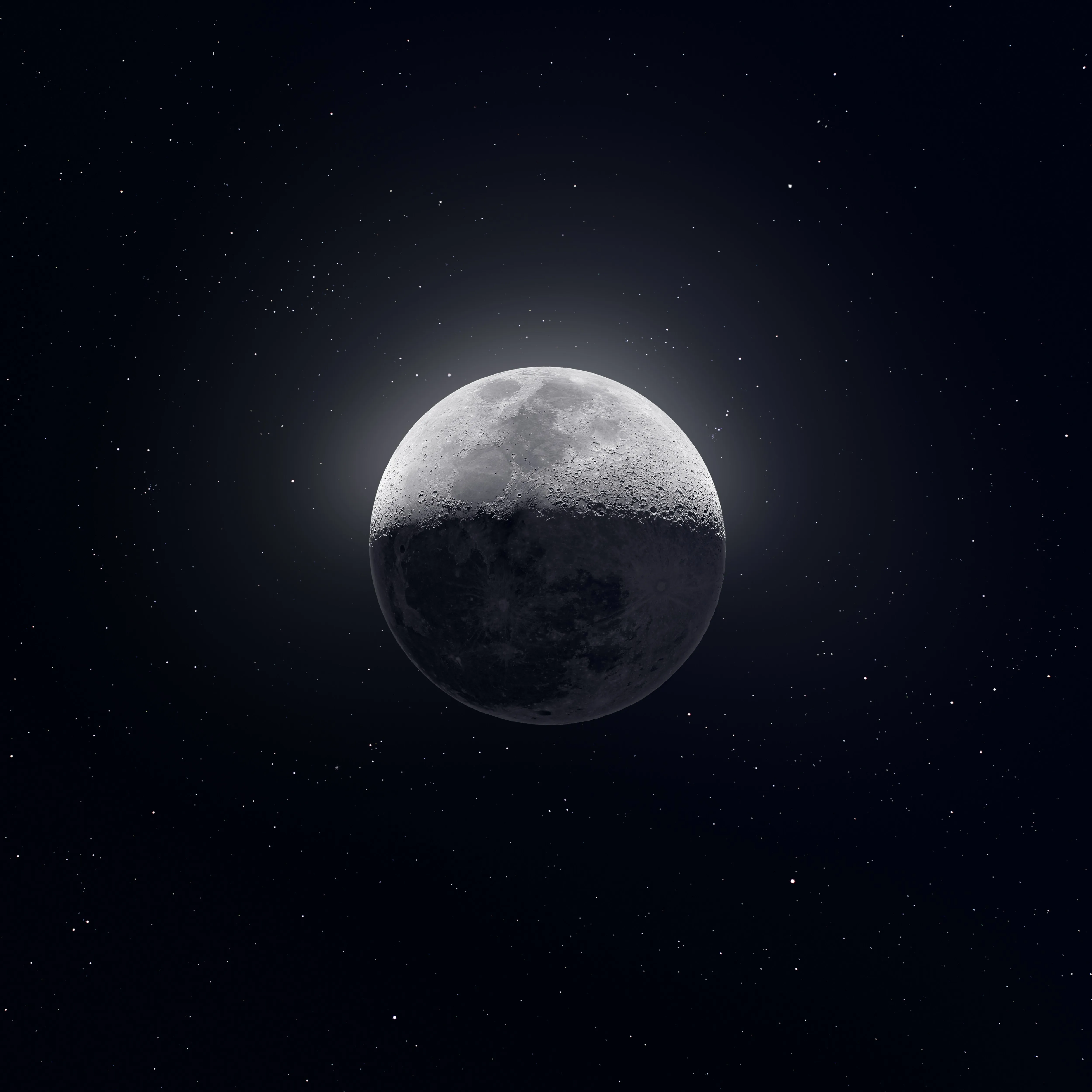 月亮 太空 太空艺术 新月 星星 手机壁纸 4K壁纸