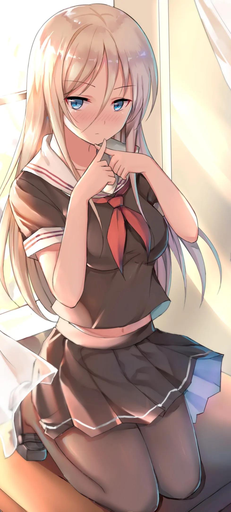 女学生 金发 蓝眼睛 动漫 动漫女孩 蔚蓝巷 蔚蓝巷 校服 连裤袜