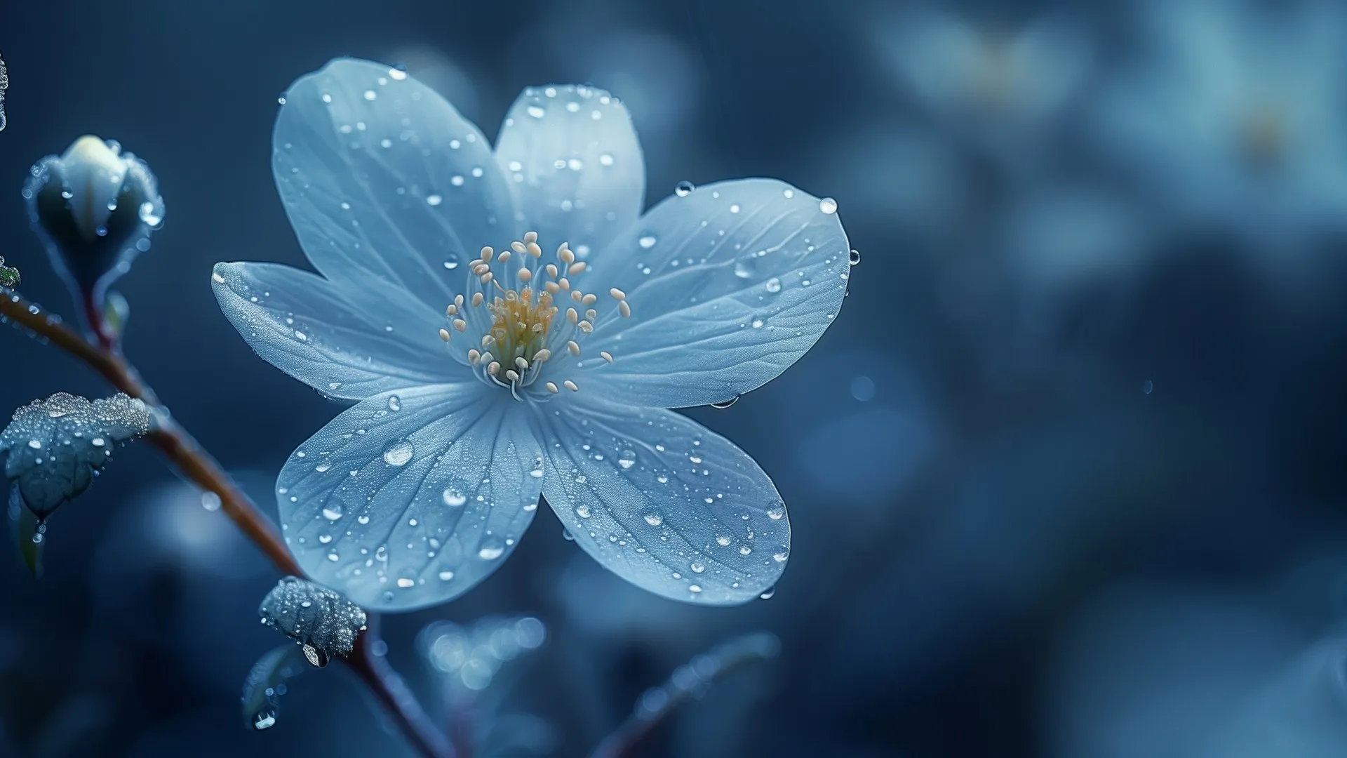 蓝色 鲜花 景深 电脑壁纸 4K壁纸