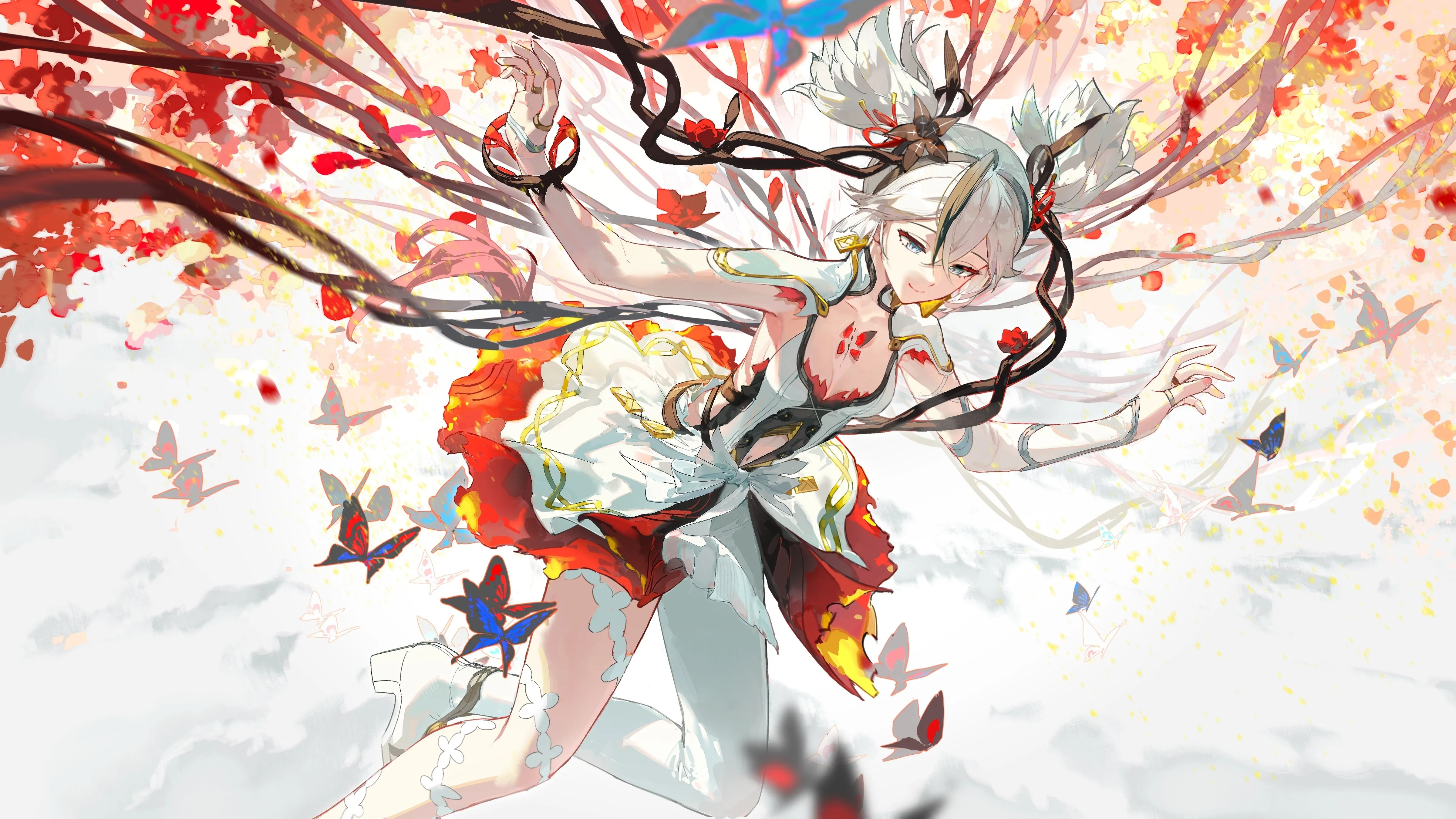 卡梅莉亚 呼啸 动漫 女孩 枫树 枫叶 4K壁纸