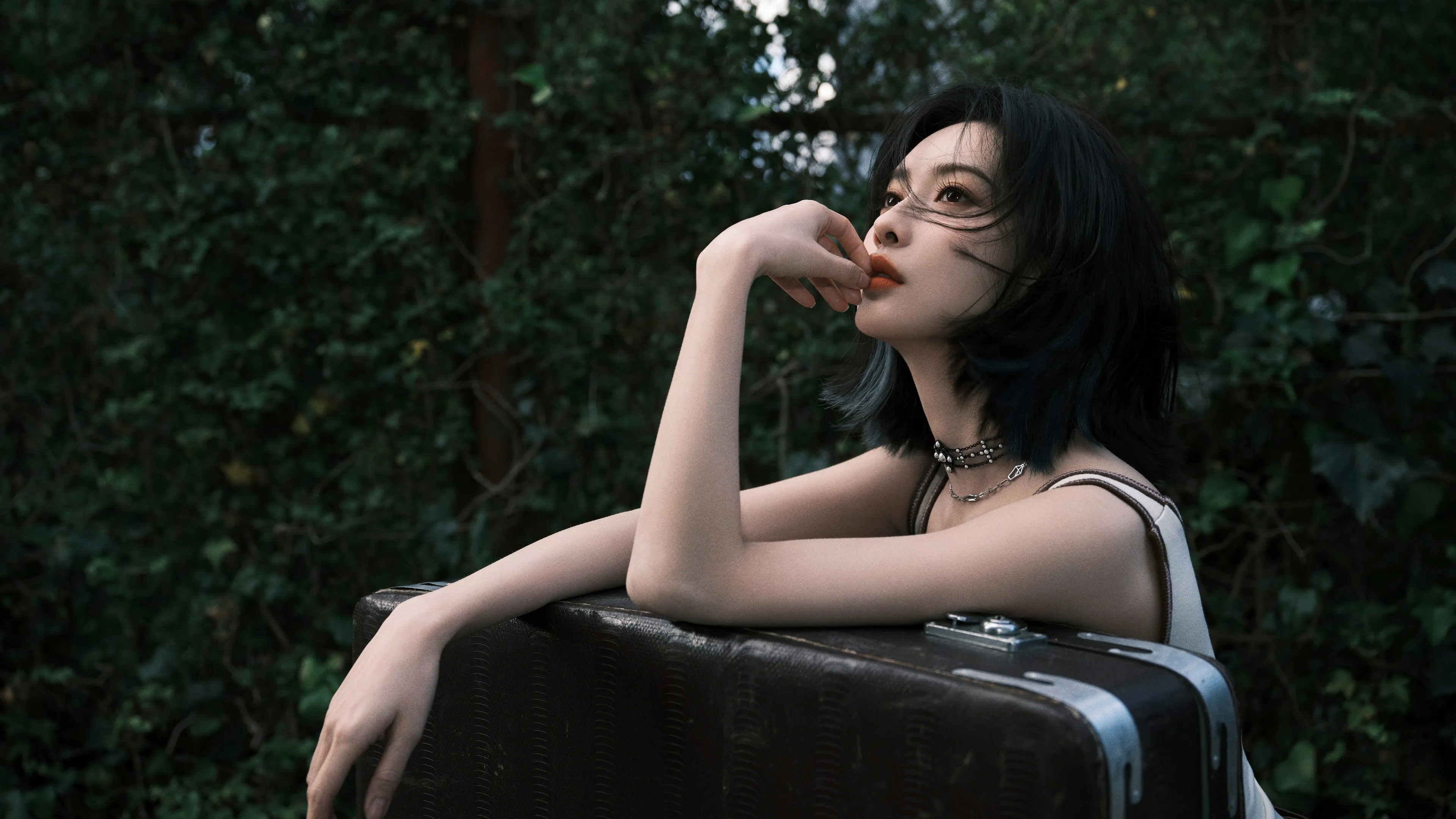 孟子义 旅行 行李箱 美女 4K壁纸