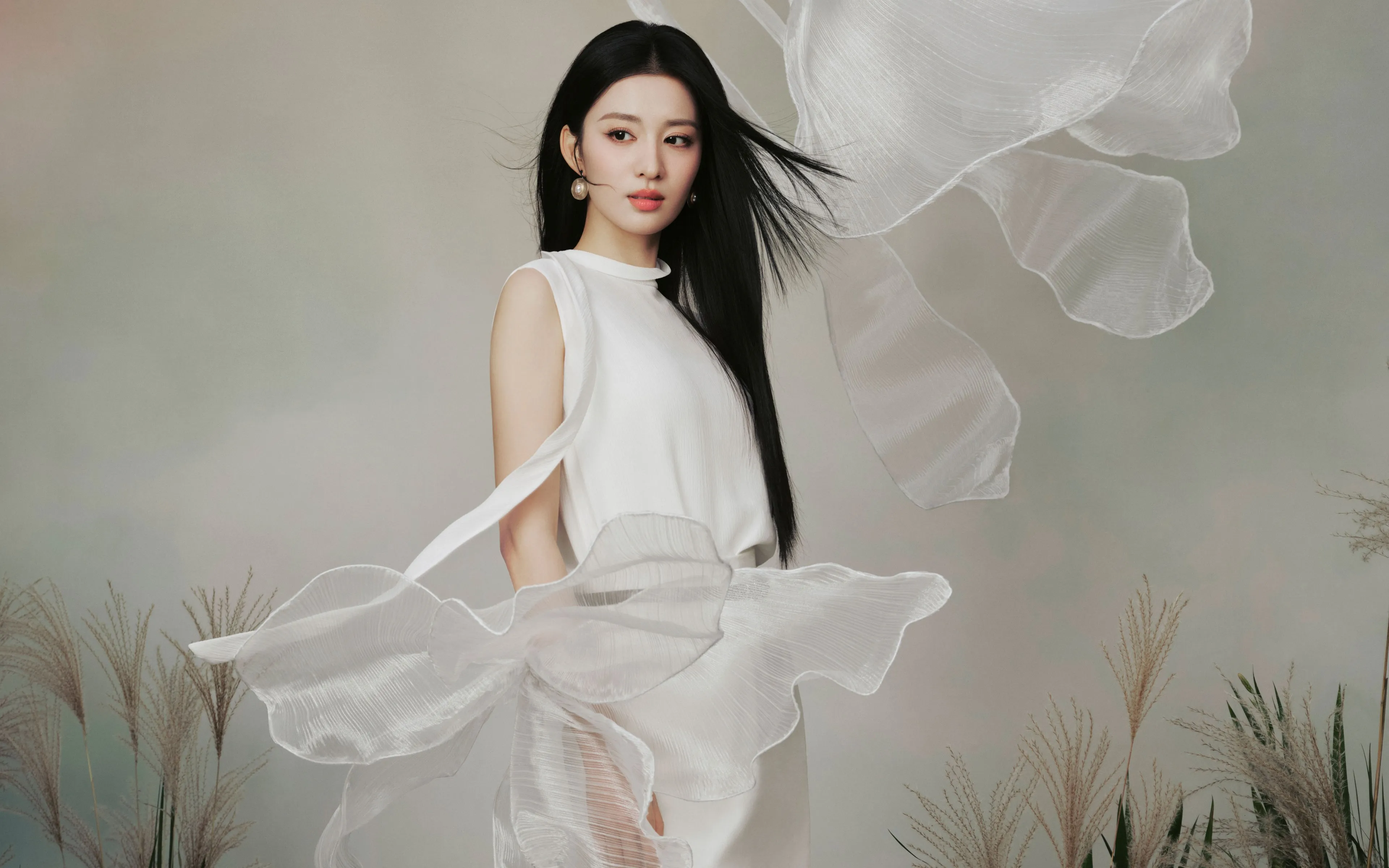 王楚然 白色 礼服 唯美 4K 美女 壁纸 4K壁纸