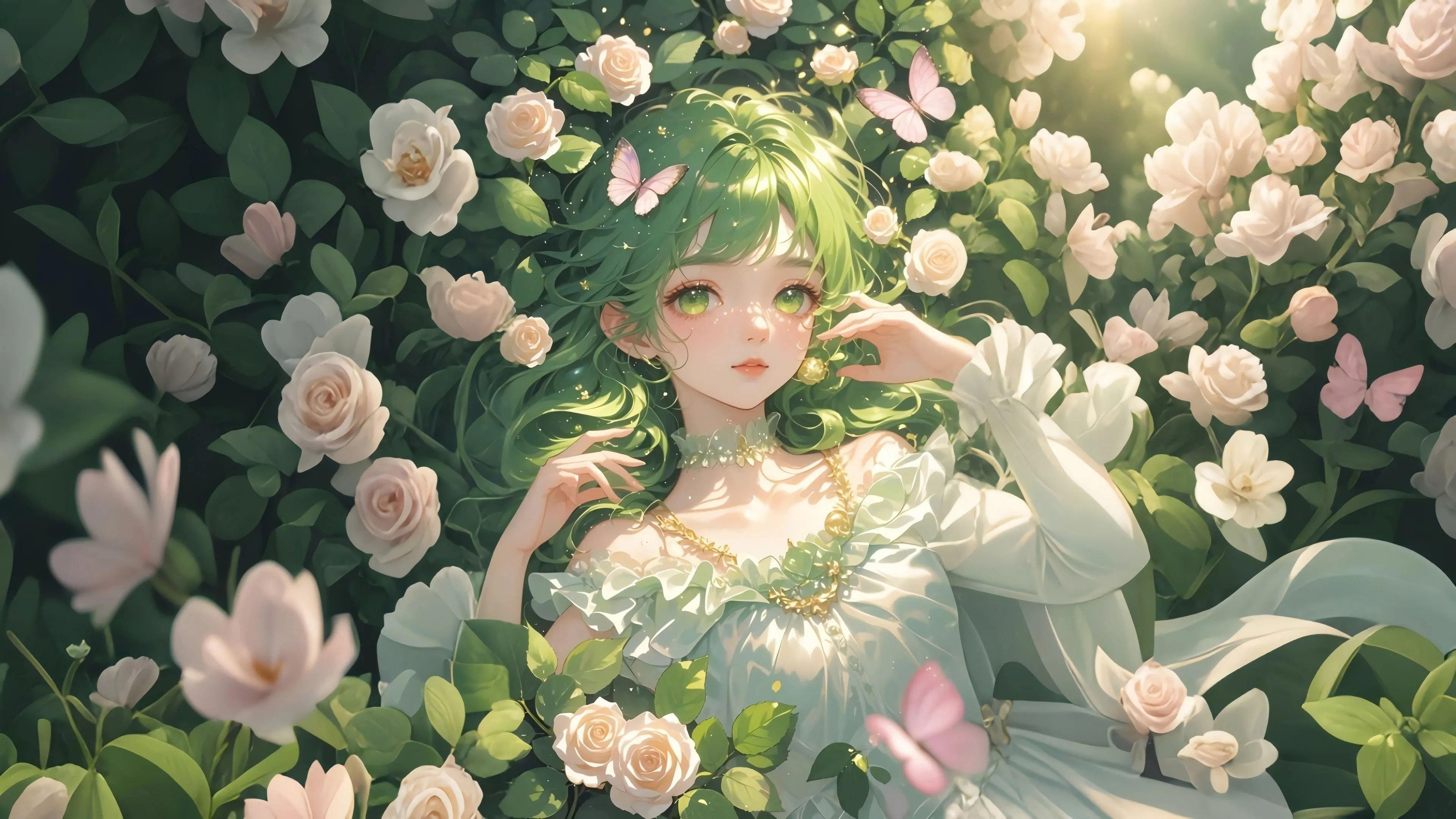 花中 少女 4k 动漫 壁纸 女孩 美丽 4K壁纸