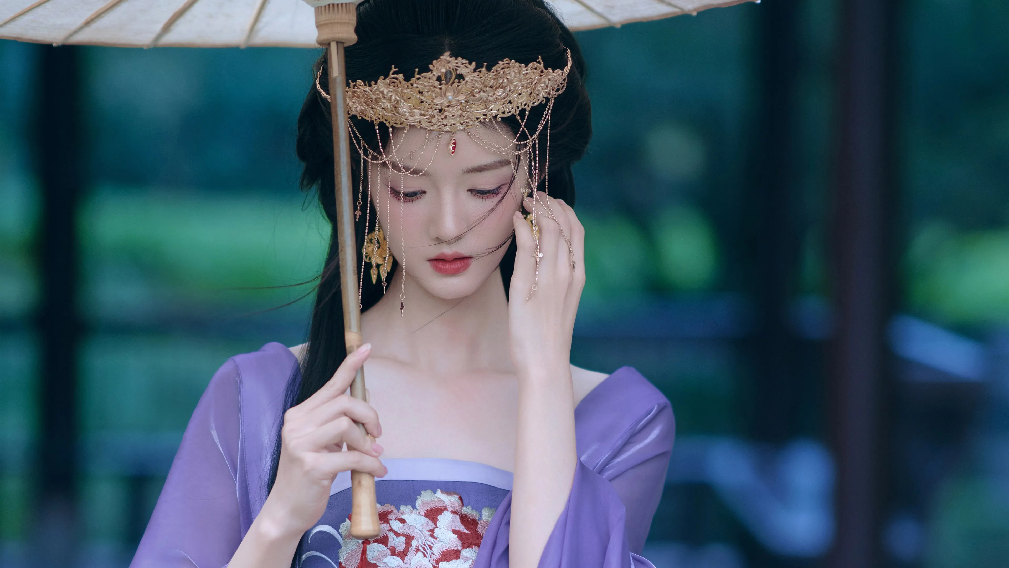 油纸伞 紫色 古风 裙子 美女 4k 壁纸 4K壁纸