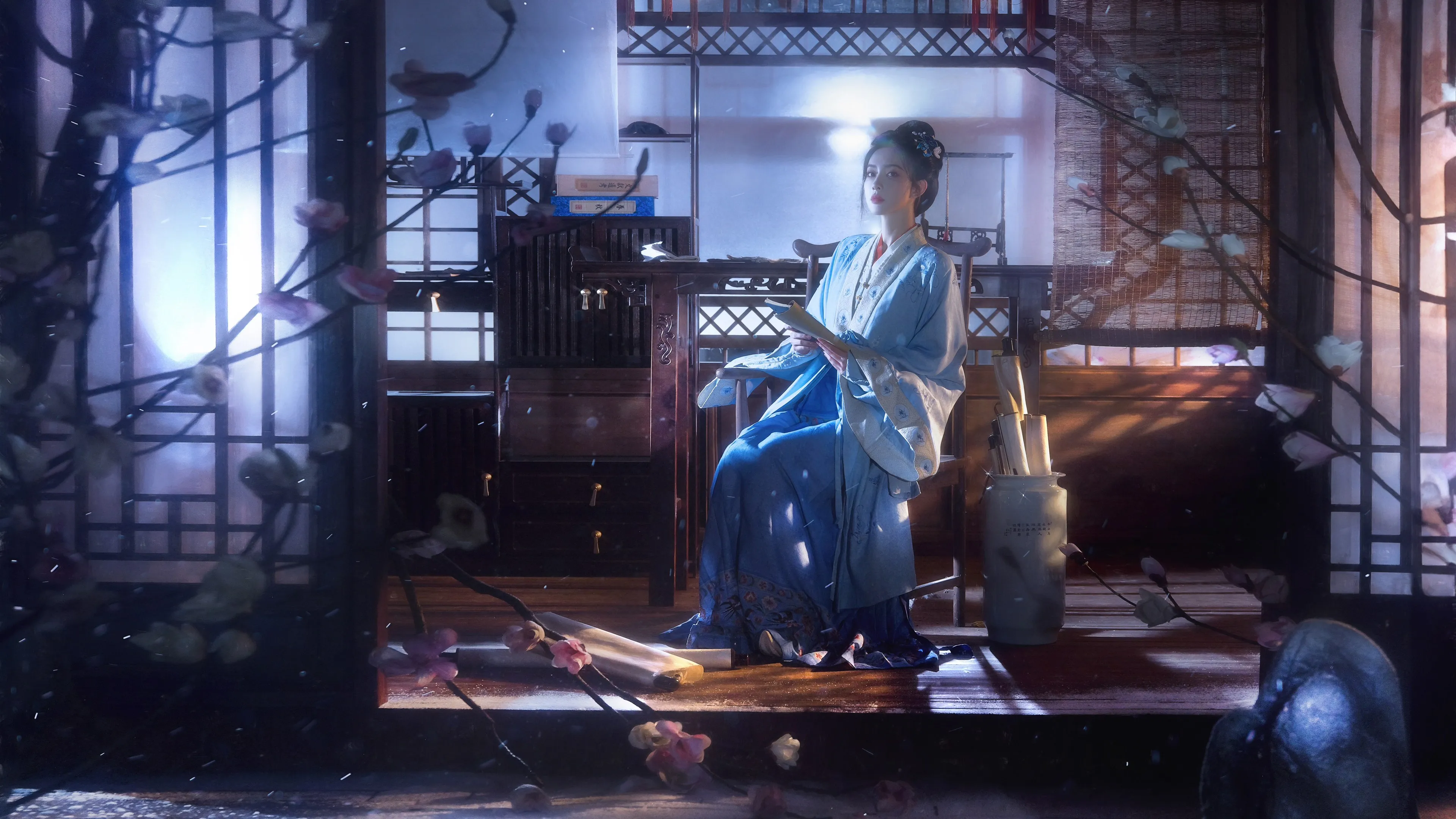 院子 古风 美女 孟子义 4k 壁纸 4K壁纸