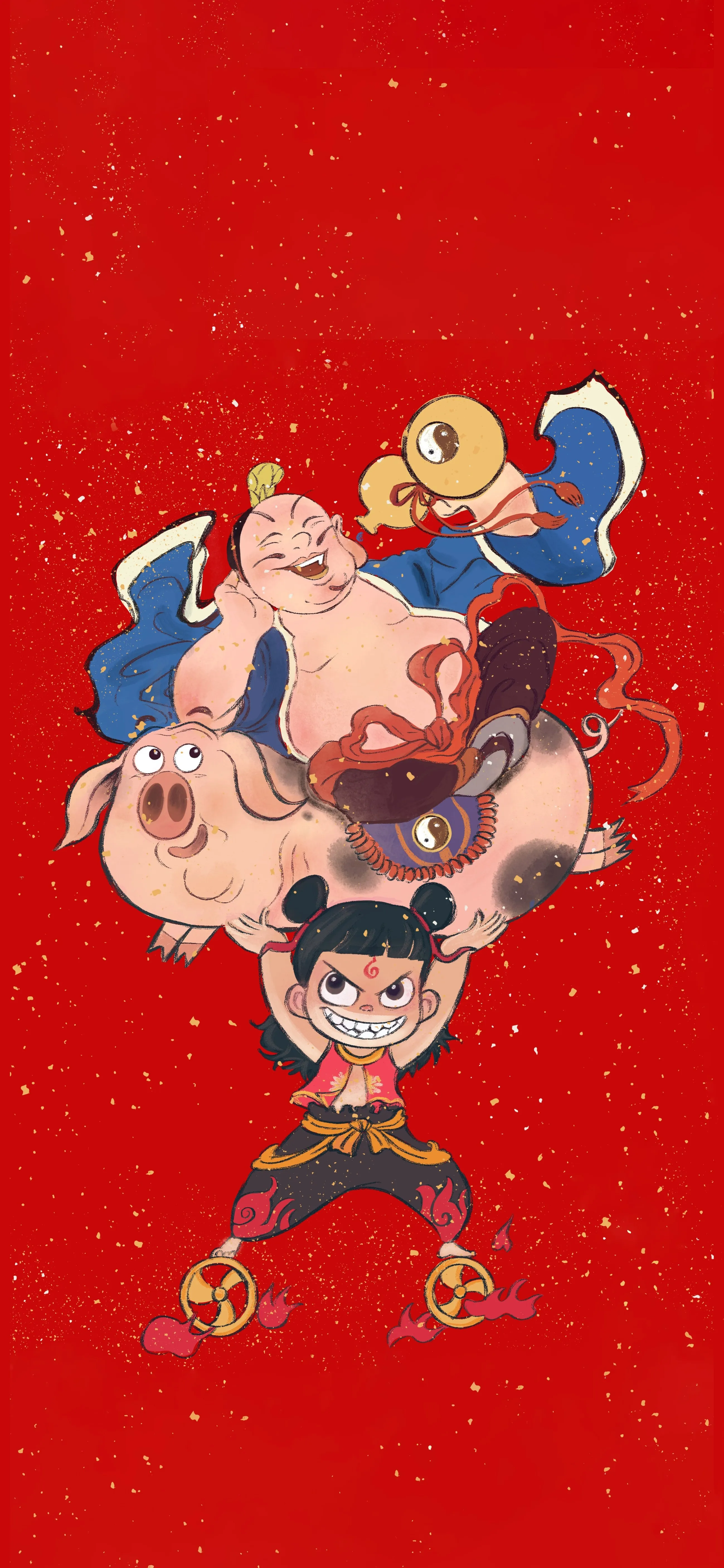 哪吒 八戒 太乙 真人 可爱 搞笑 5K 手机 壁纸 竖屏 魔童闹海 手机壁纸 2K壁纸