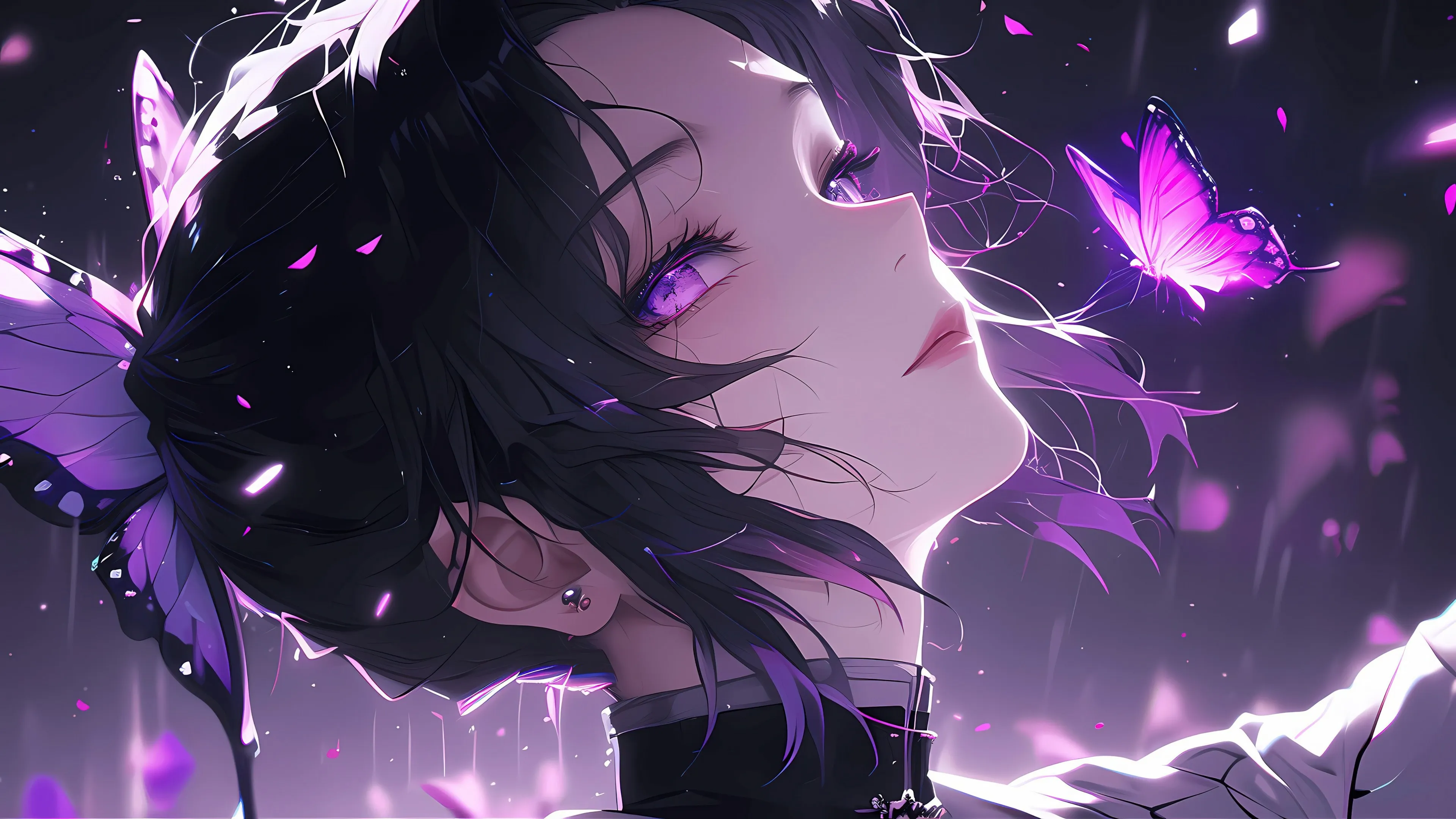 胡蝶 唯美 侧脸 柱 鬼灭之刃 蝶柱 4K壁纸