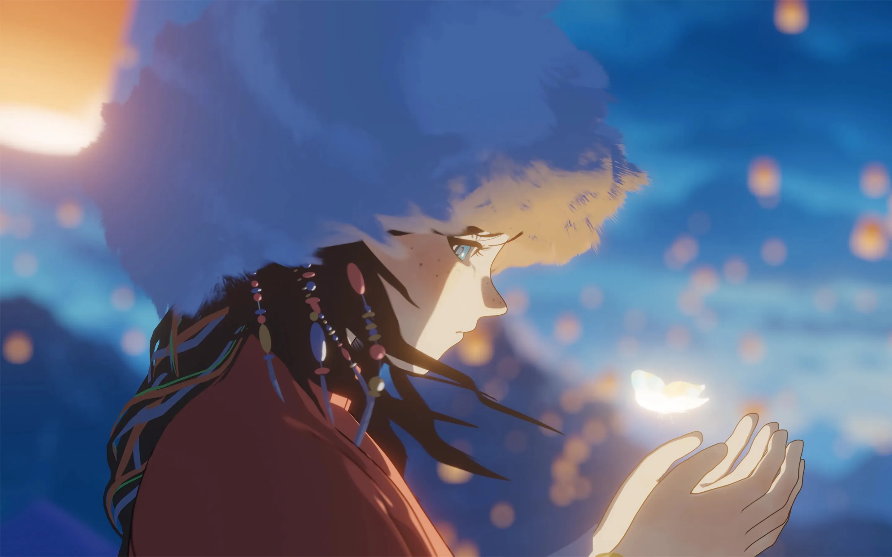 孔明灯 少女 女孩 高清壁纸 2K壁纸