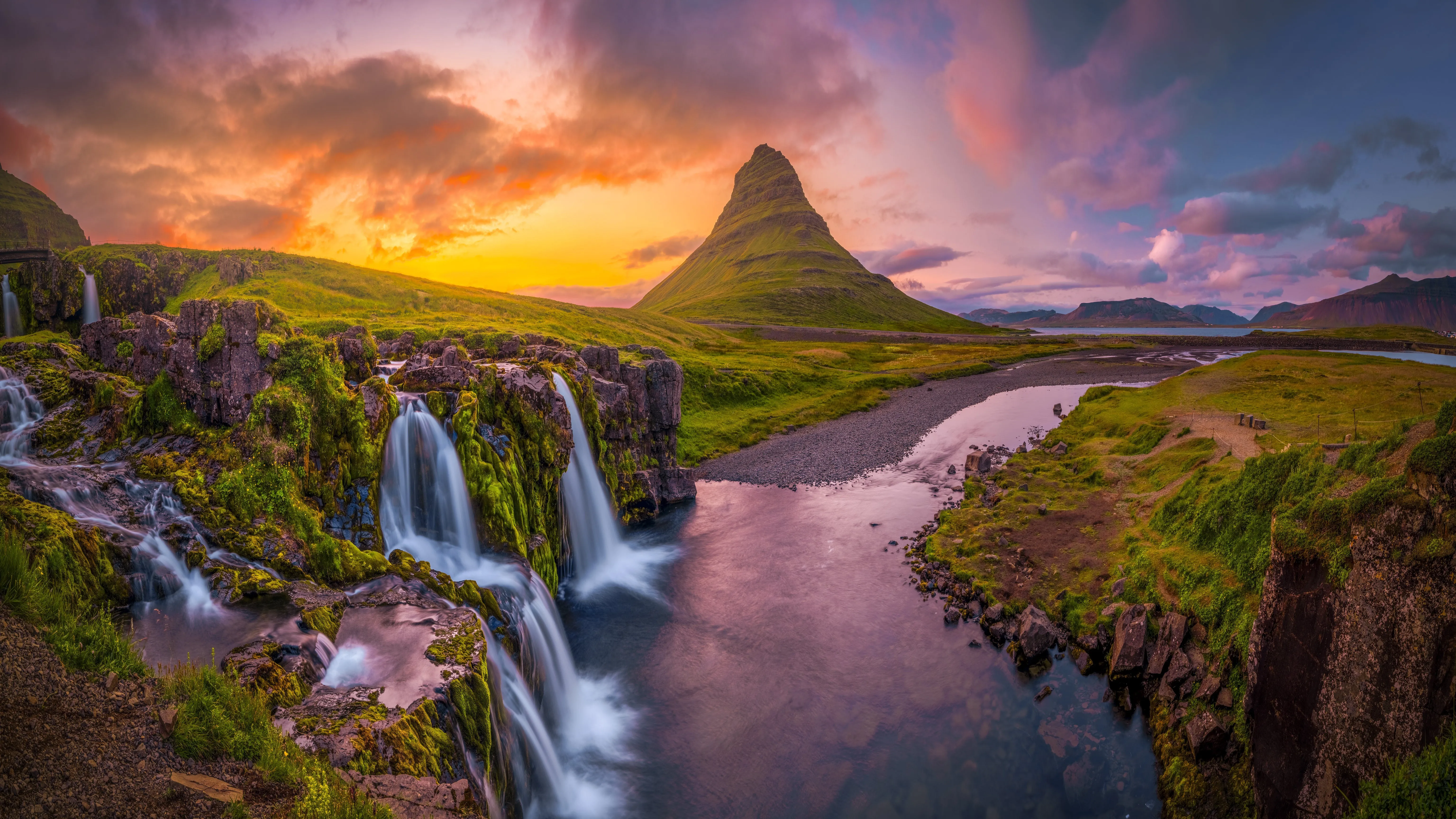 自然 风景 云 天空 岩石 水 春天 山脉 日落 4K壁纸