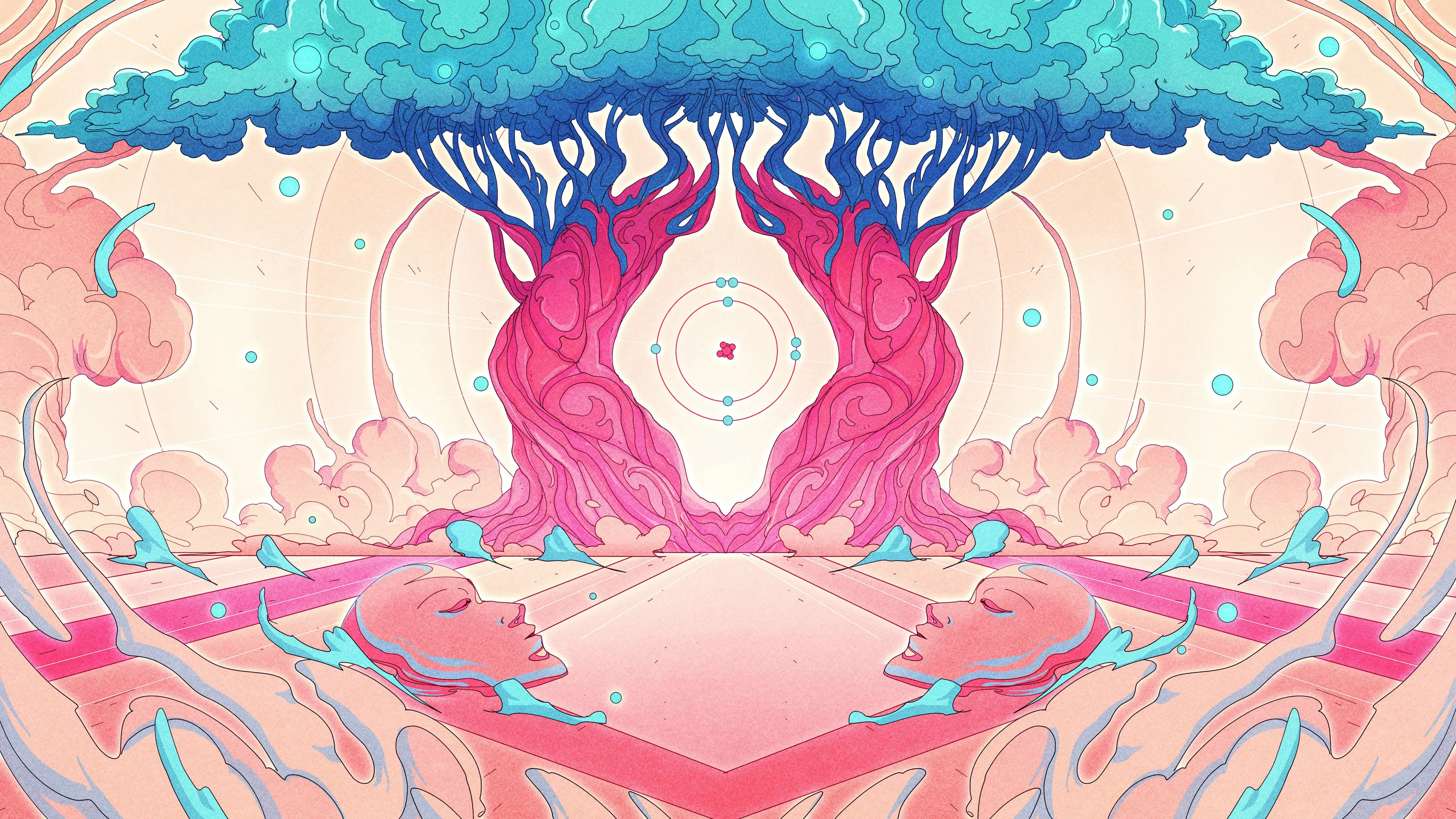 AI艺术 奇幻艺术 倒影 树 云 绘画 电脑壁纸 4K壁纸