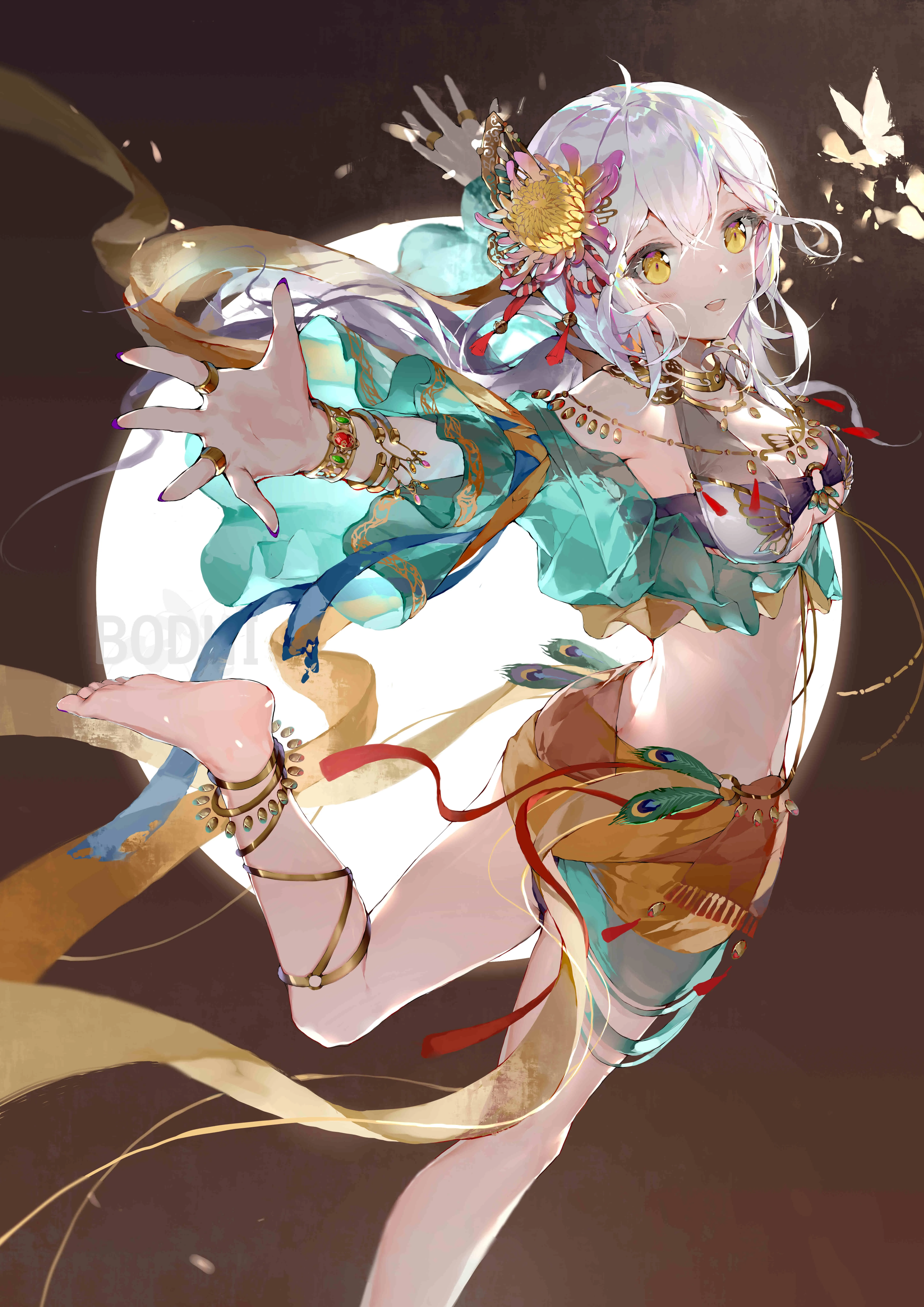 白发 动漫 动漫女孩 简单背景 极简主义 珠宝 戒指 手机壁纸 4K壁纸