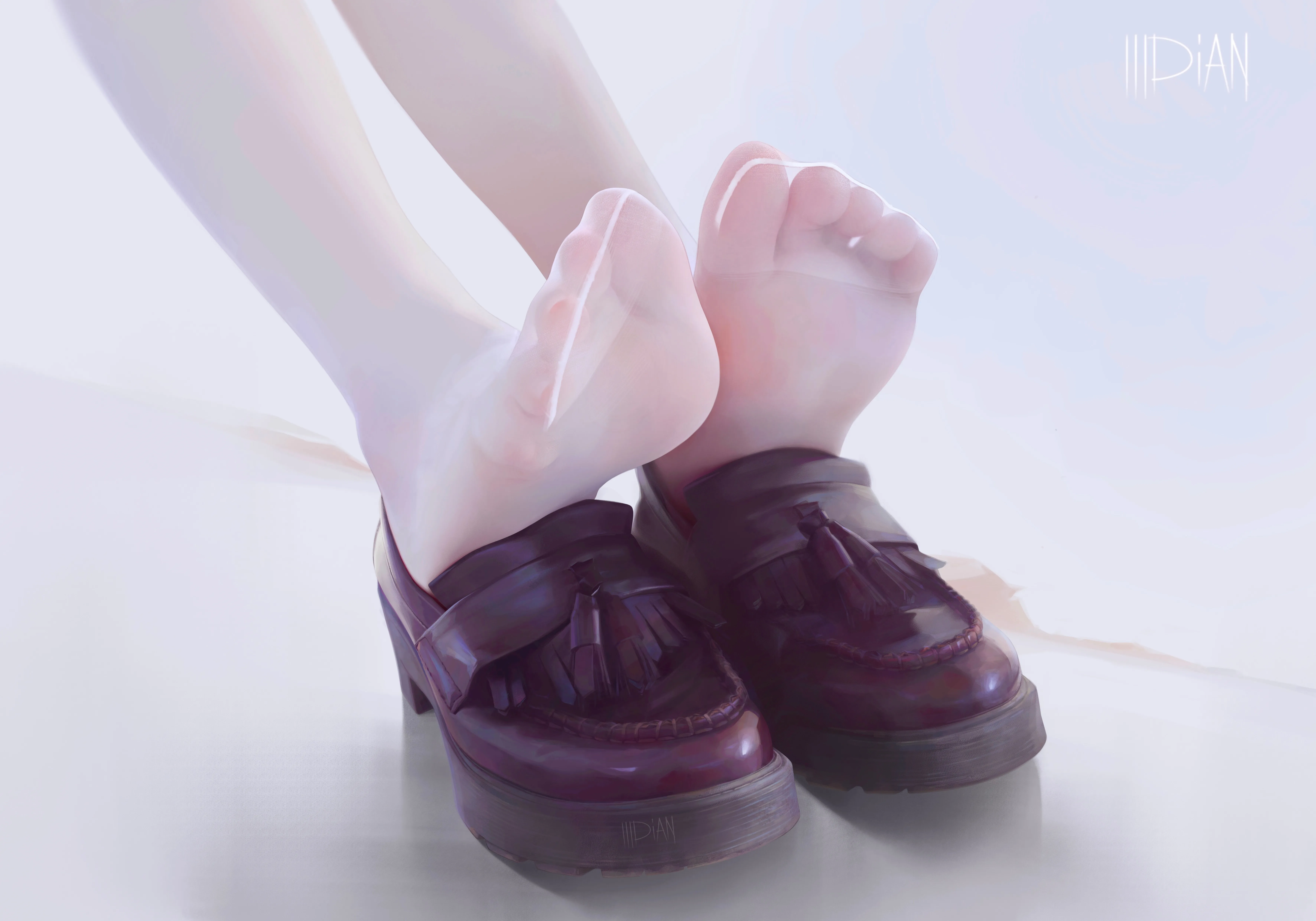 原创 人物 脚 数字艺术 连裤袜 脚趾 皮鞋 4K壁纸